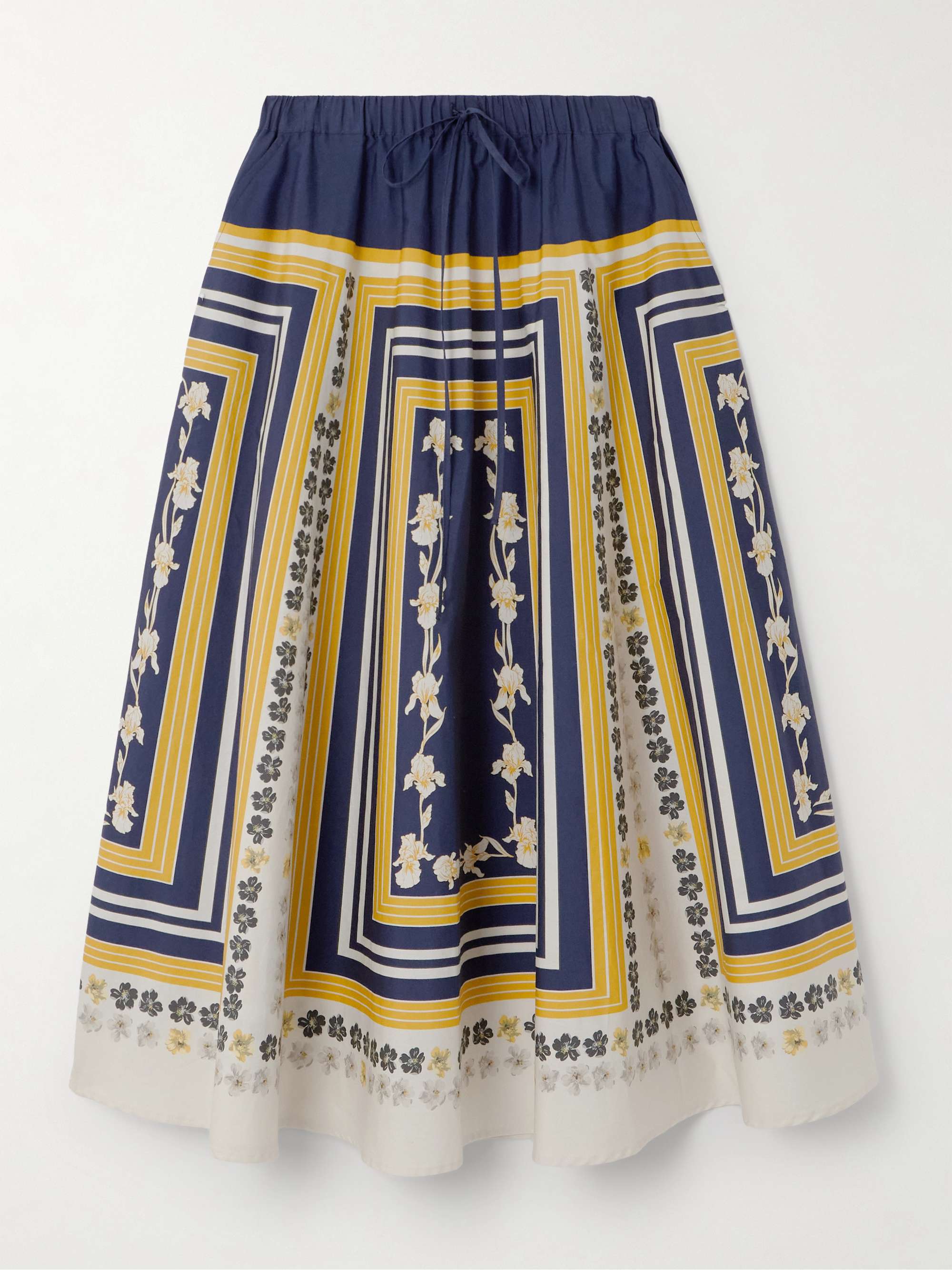 Printed cotton-poplin midi skirt view