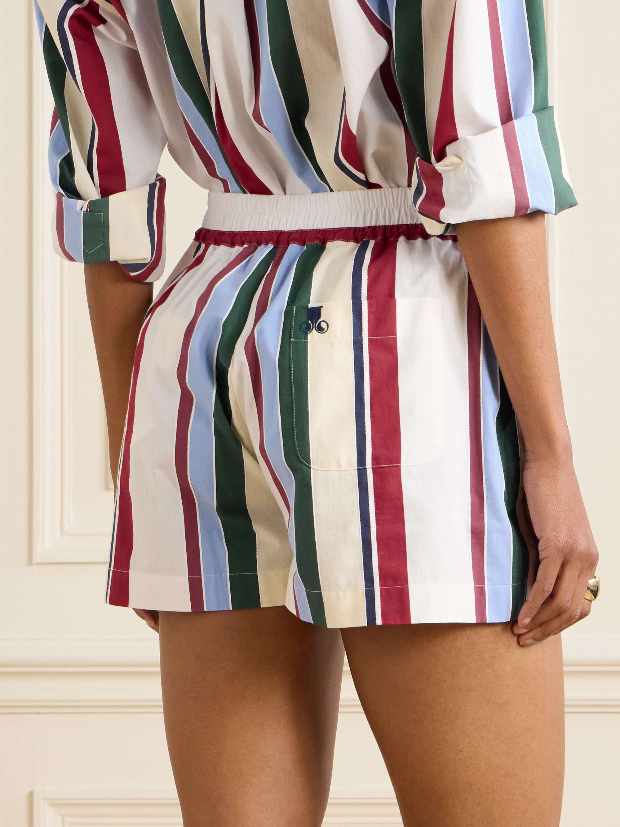 Striped cotton-blend poplin shorts view