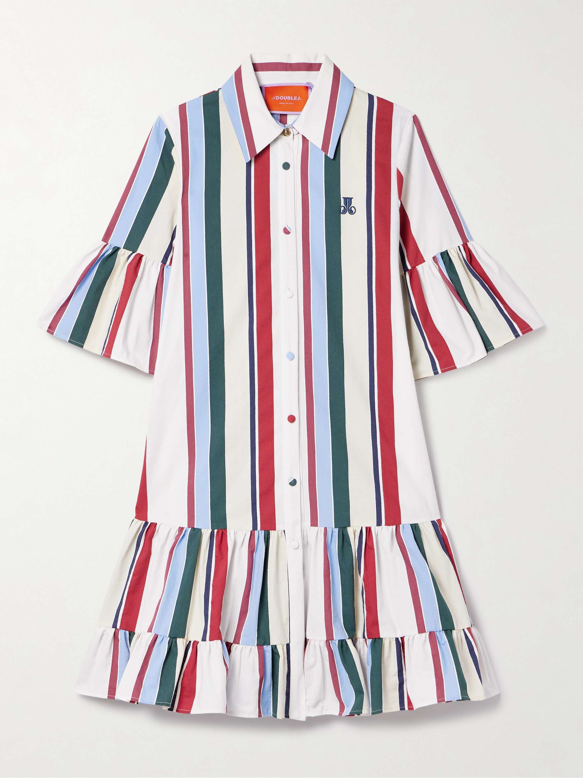 Choux ruffled striped cotton-blend mini dress view