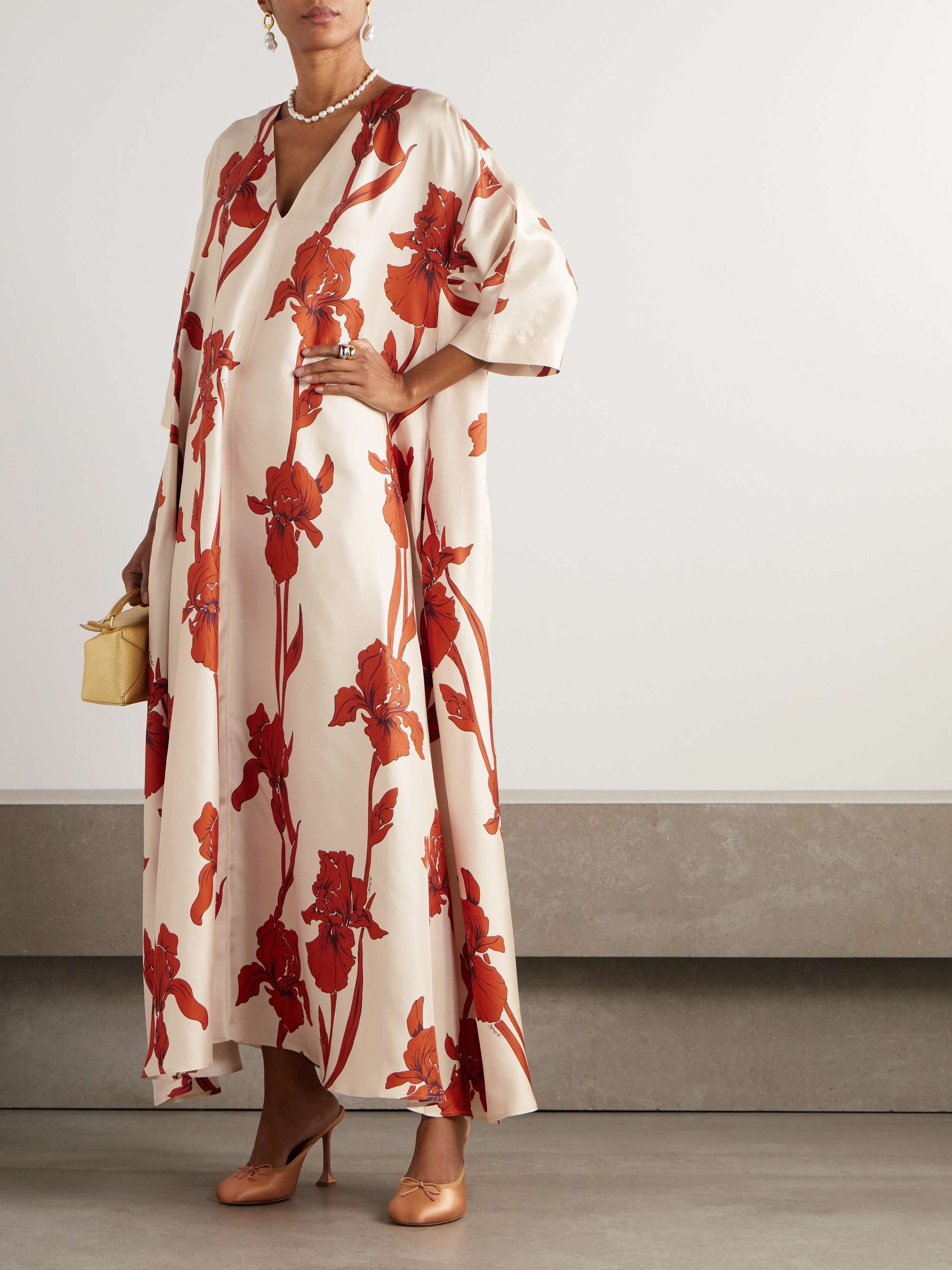 Muumuu floral-print silk-twill maxi dress view