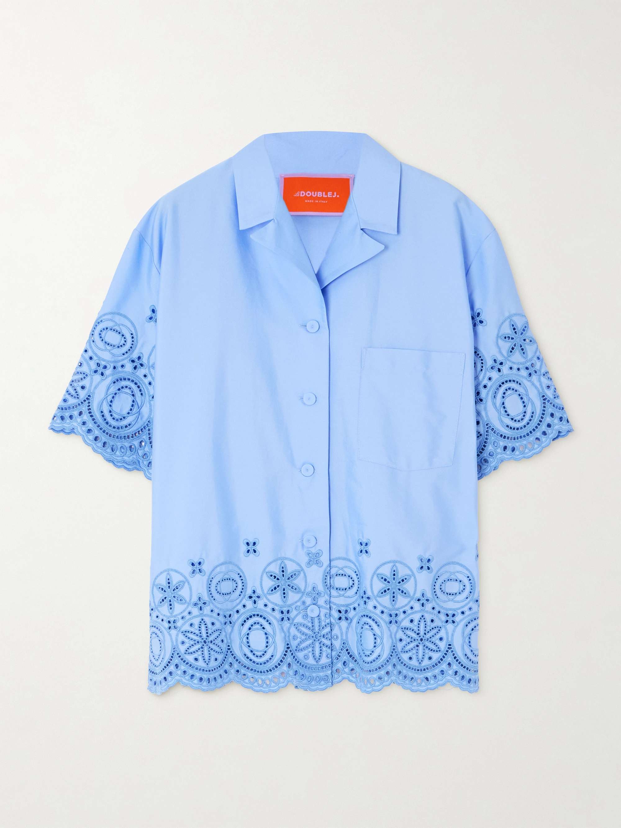 Scalloped broderie anglaise cotton-blend shirt view
