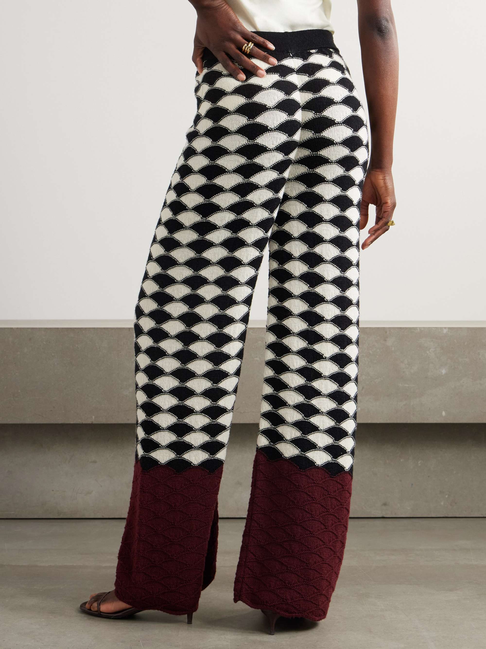 Wool-jacquard wide-leg pants view