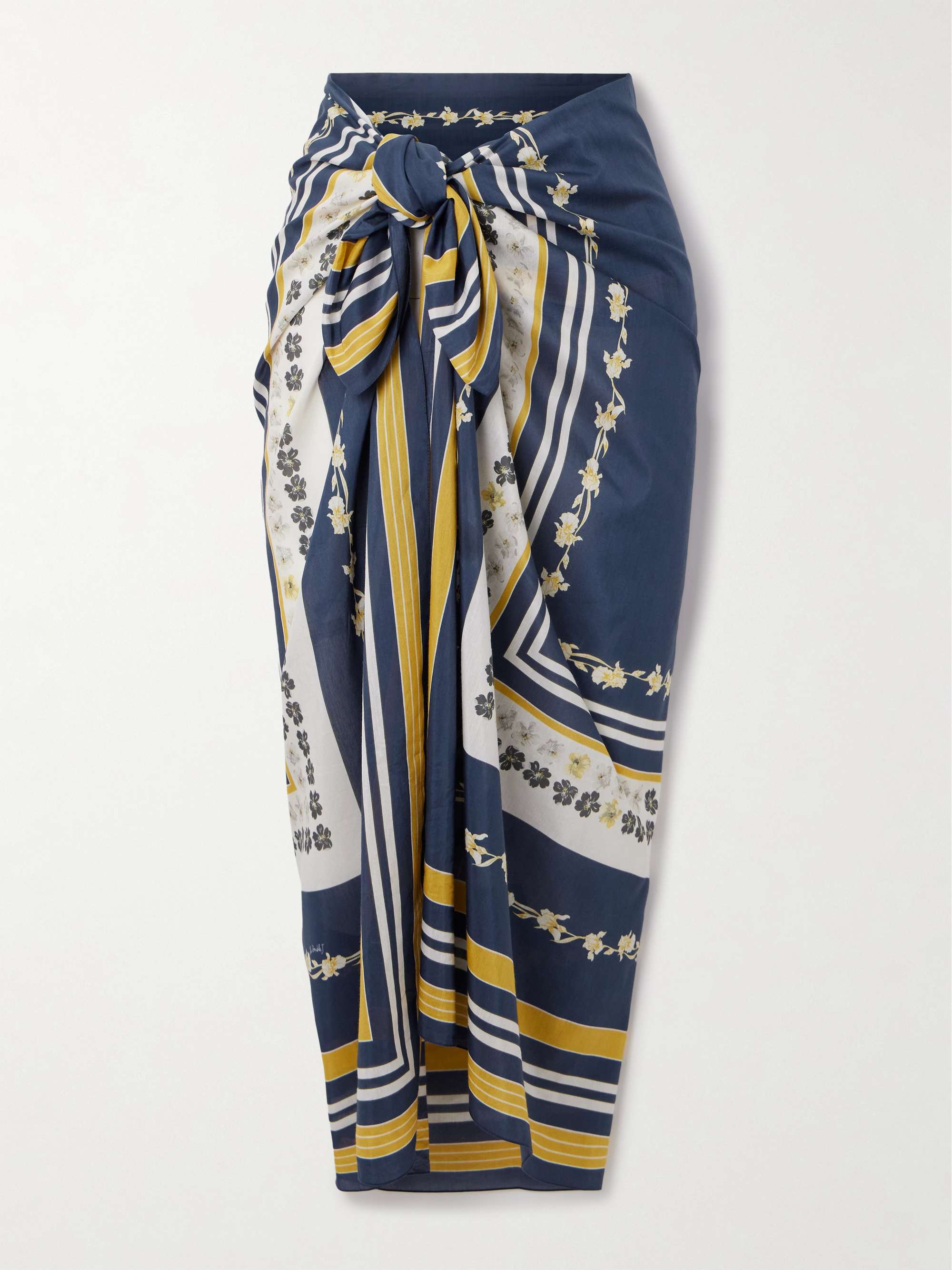 Printed cotton and silk-blend voile pareo view
