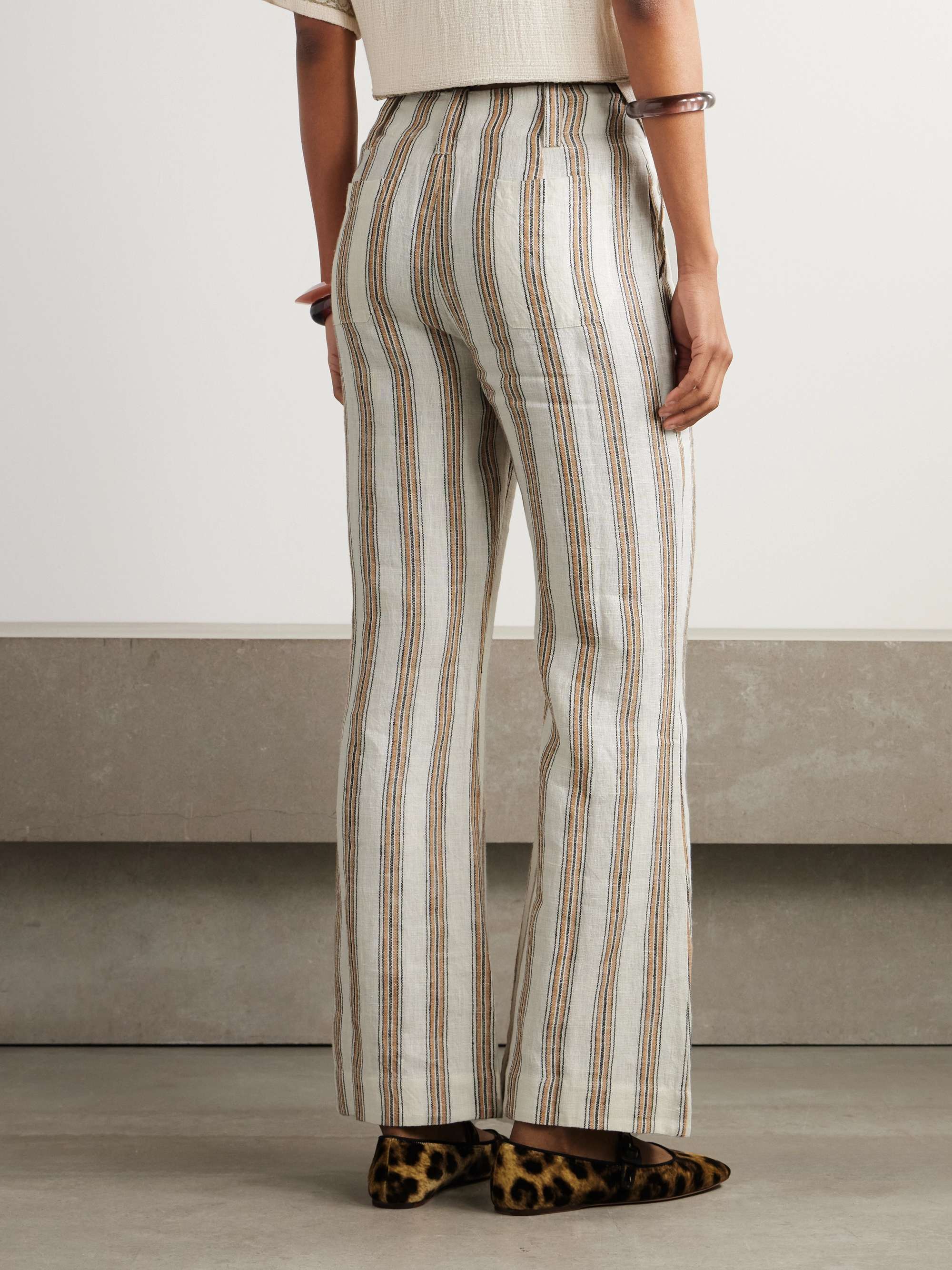 Charlie Desert striped linen flared pants view