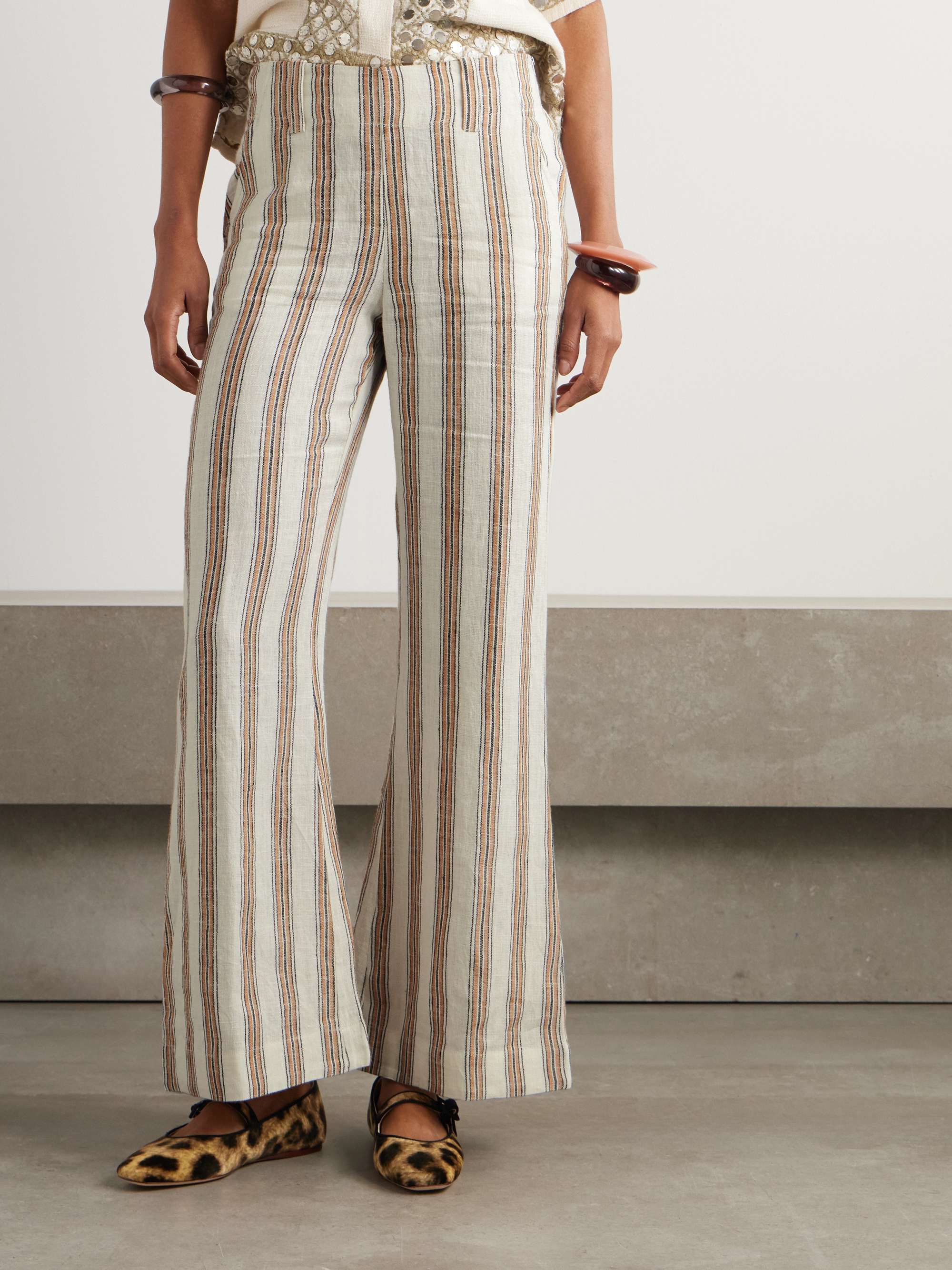 Charlie Desert striped linen flared pants view