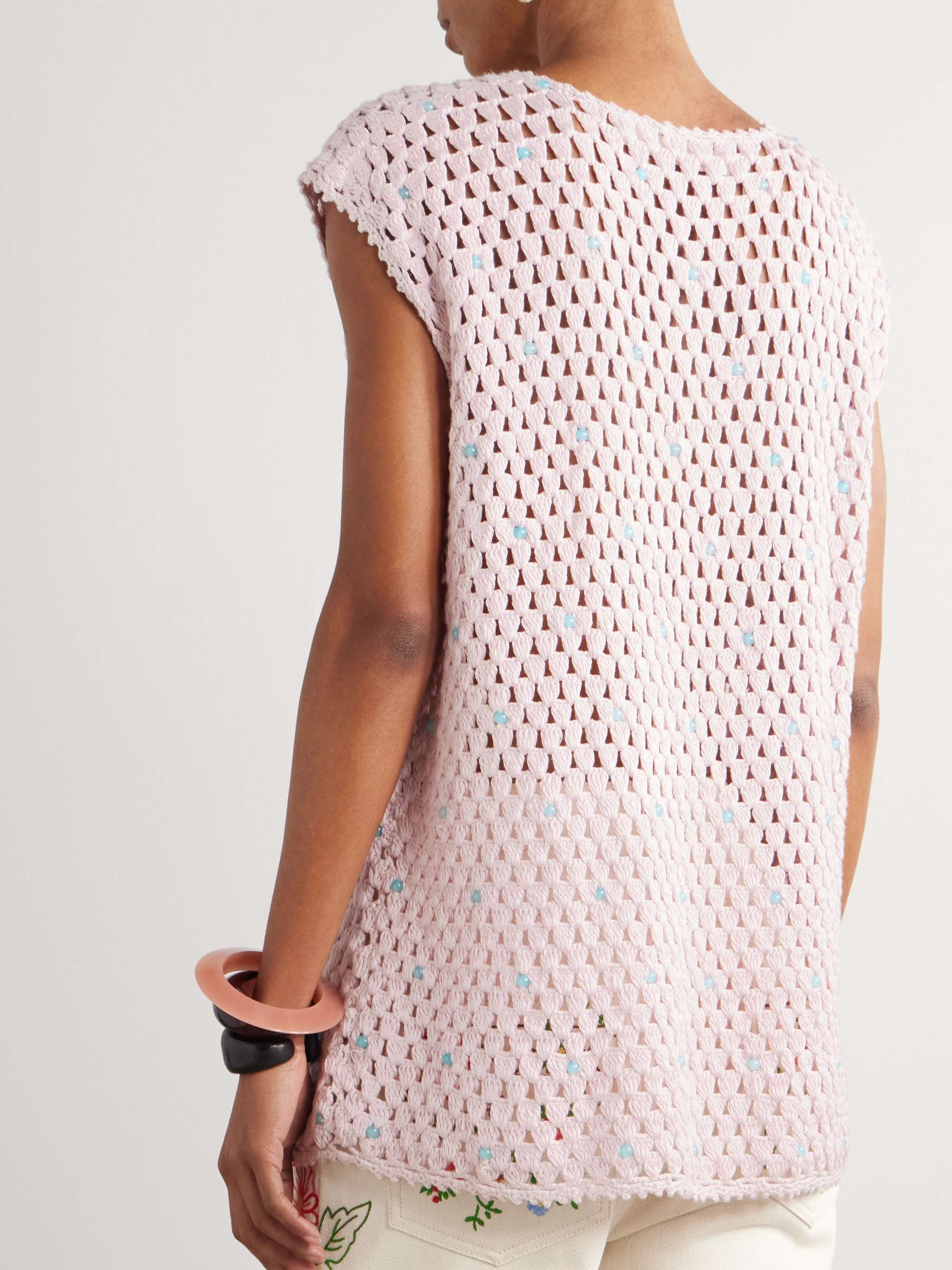 Nolan embellished crocheted cotton tunic view
