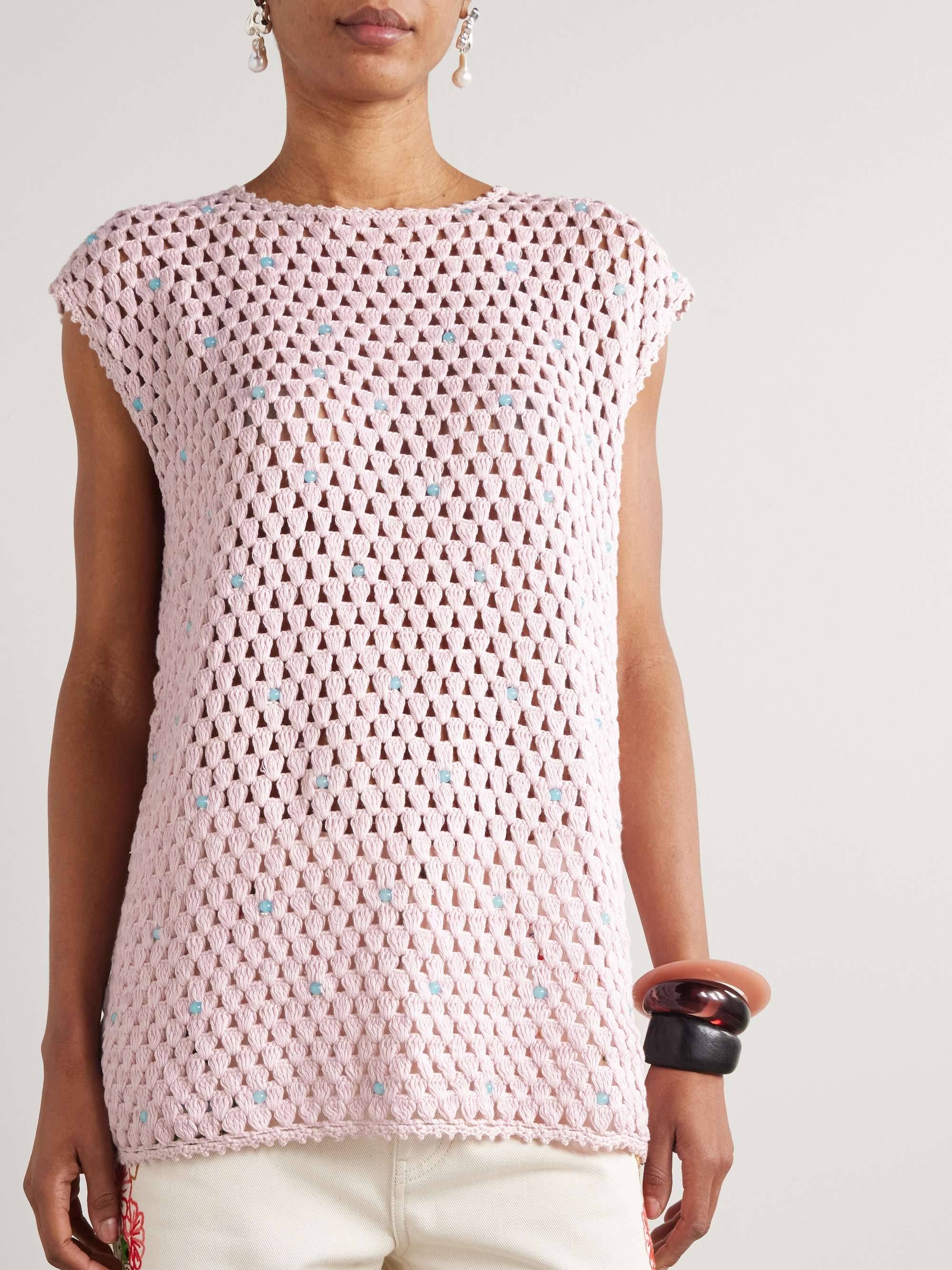 Nolan embellished crocheted cotton tunic view