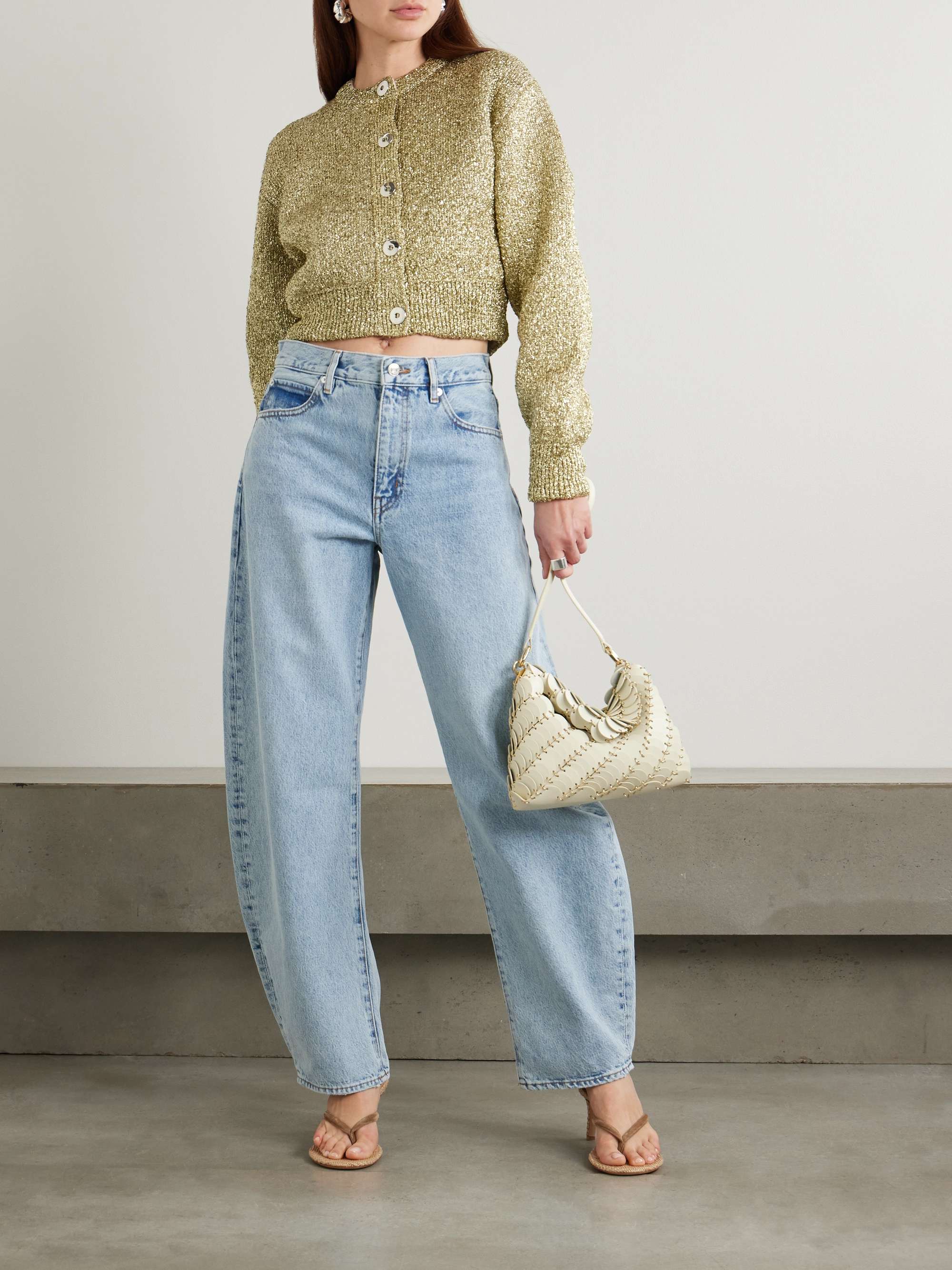 Metallic wool-blend cardigan view