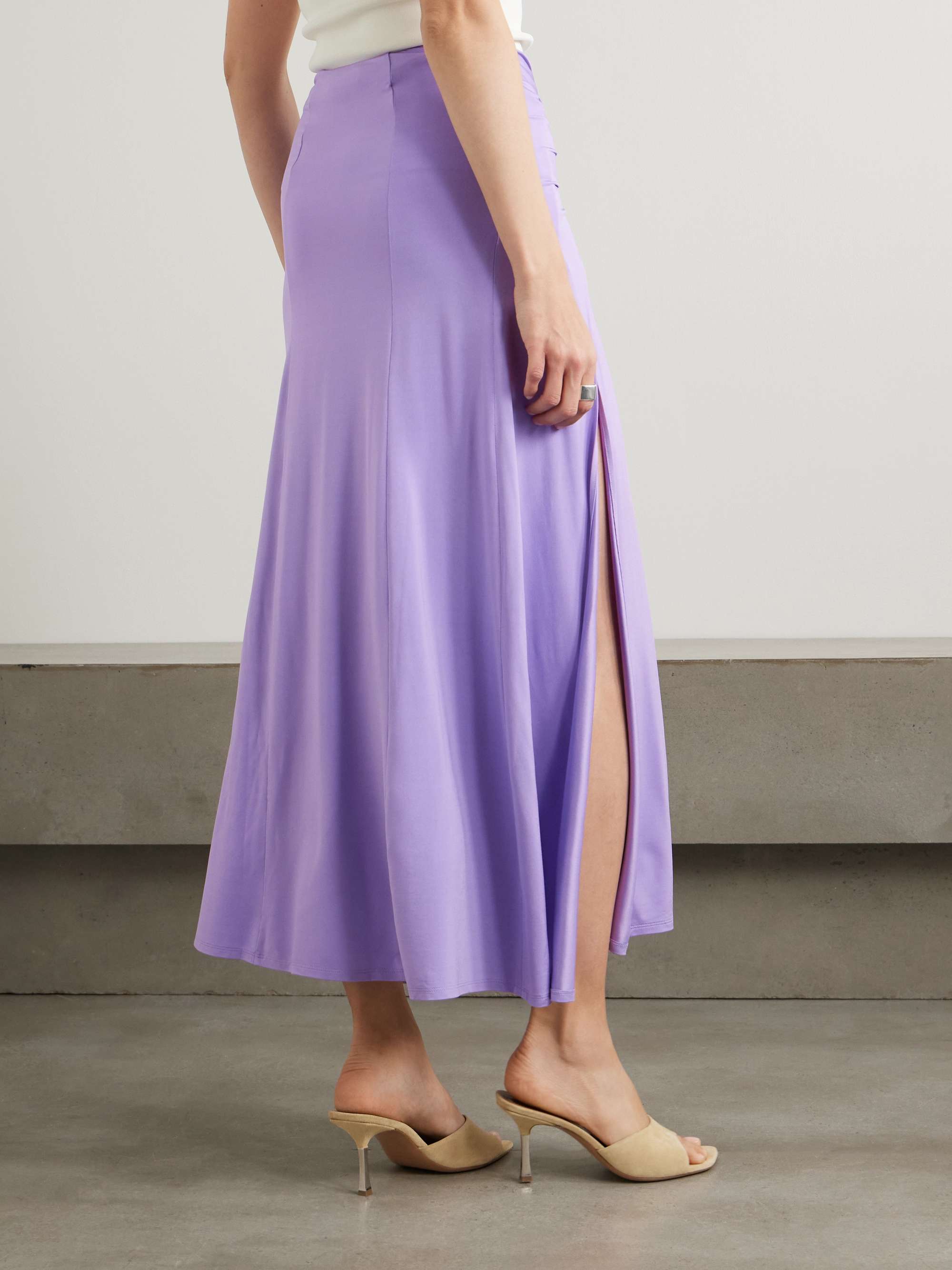 Knotted gathered stretch-jersey maxi skirt view