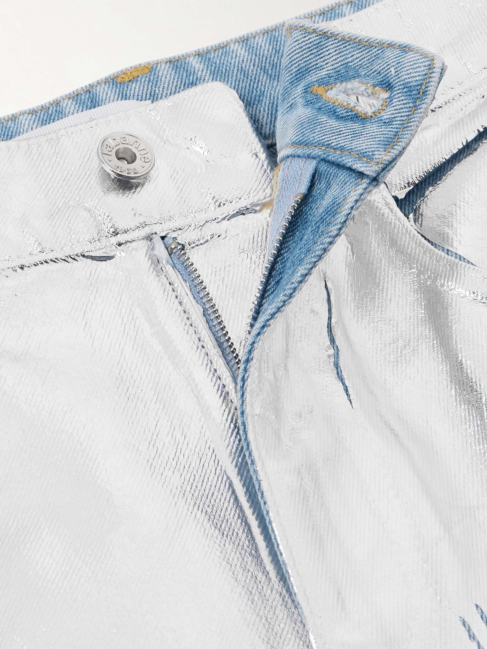 Metallic coated jeans view