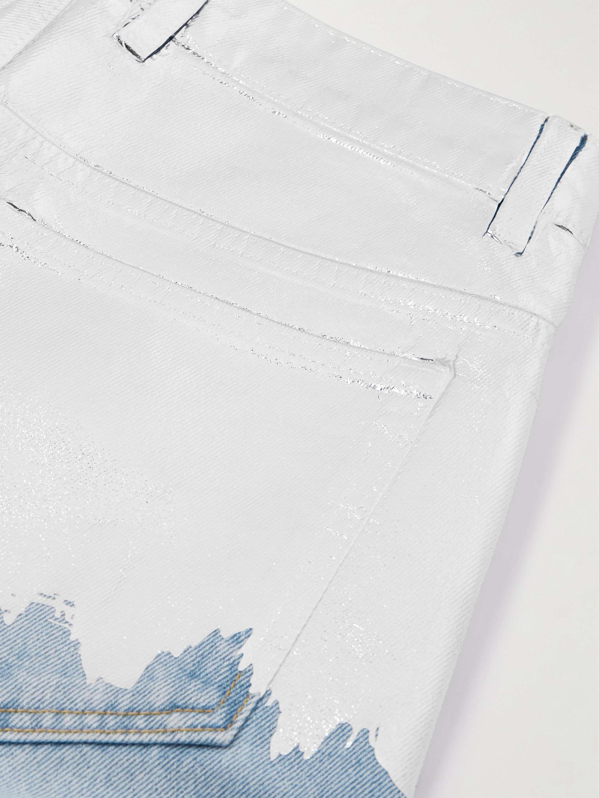 Metallic coated jeans view