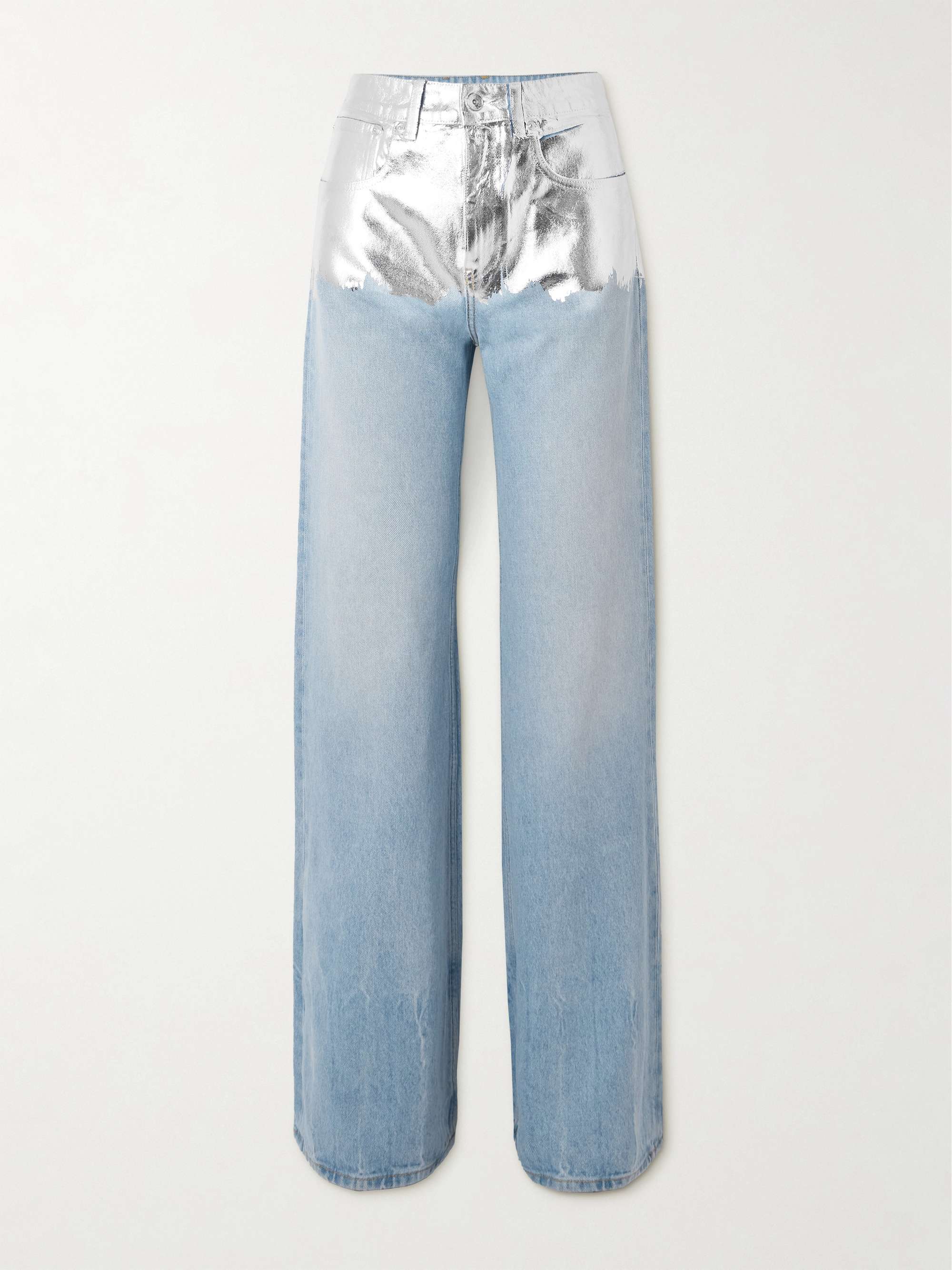 Metallic coated jeans view