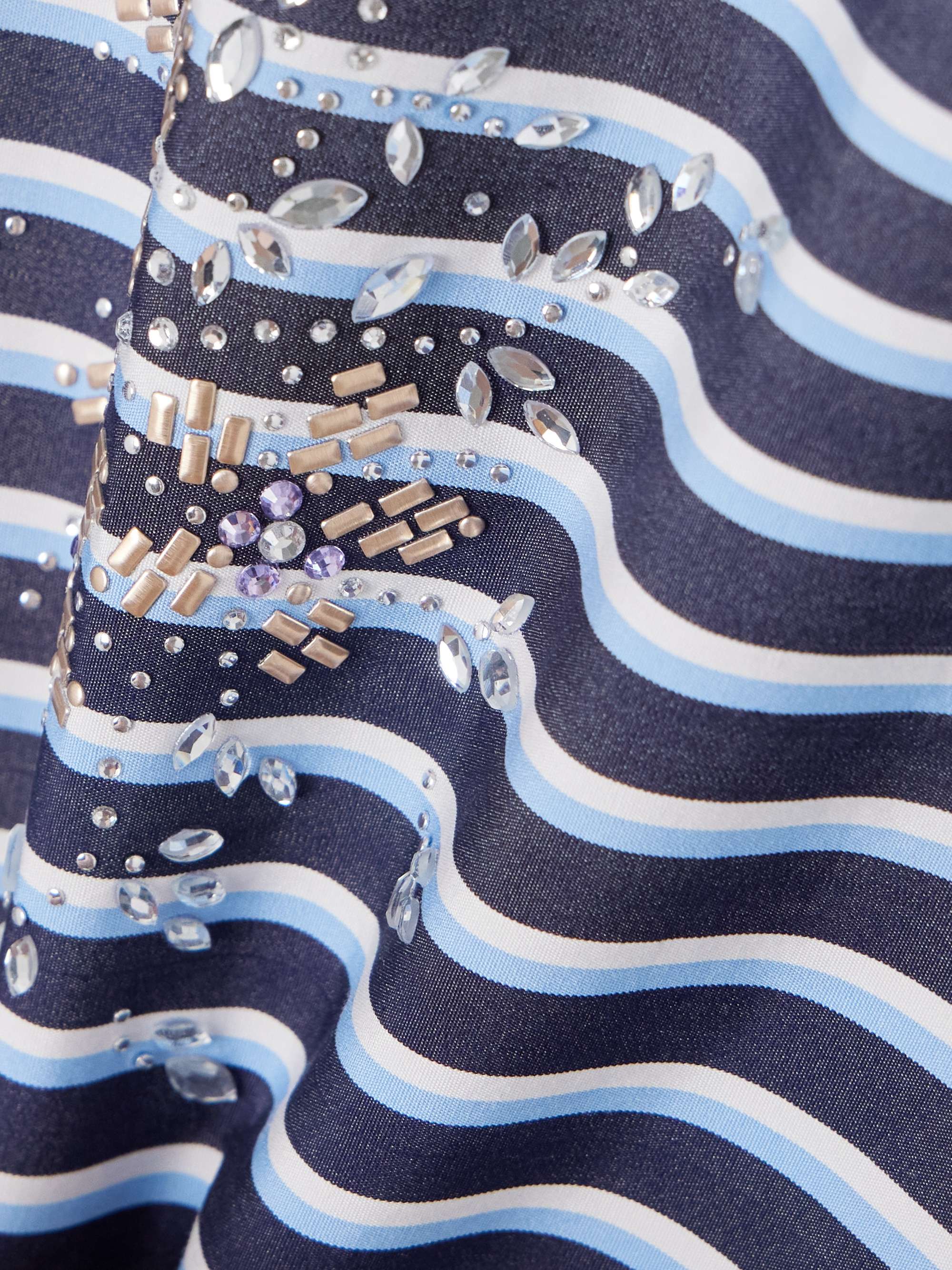 Open-back embellished striped cotton-jersey T-shirt view