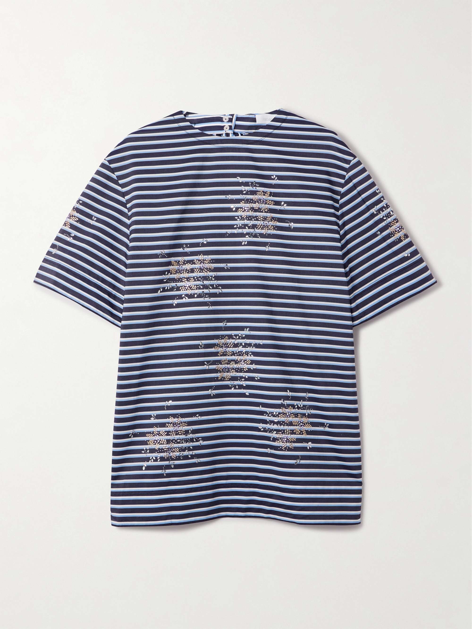 Open-back embellished striped cotton-jersey T-shirt view