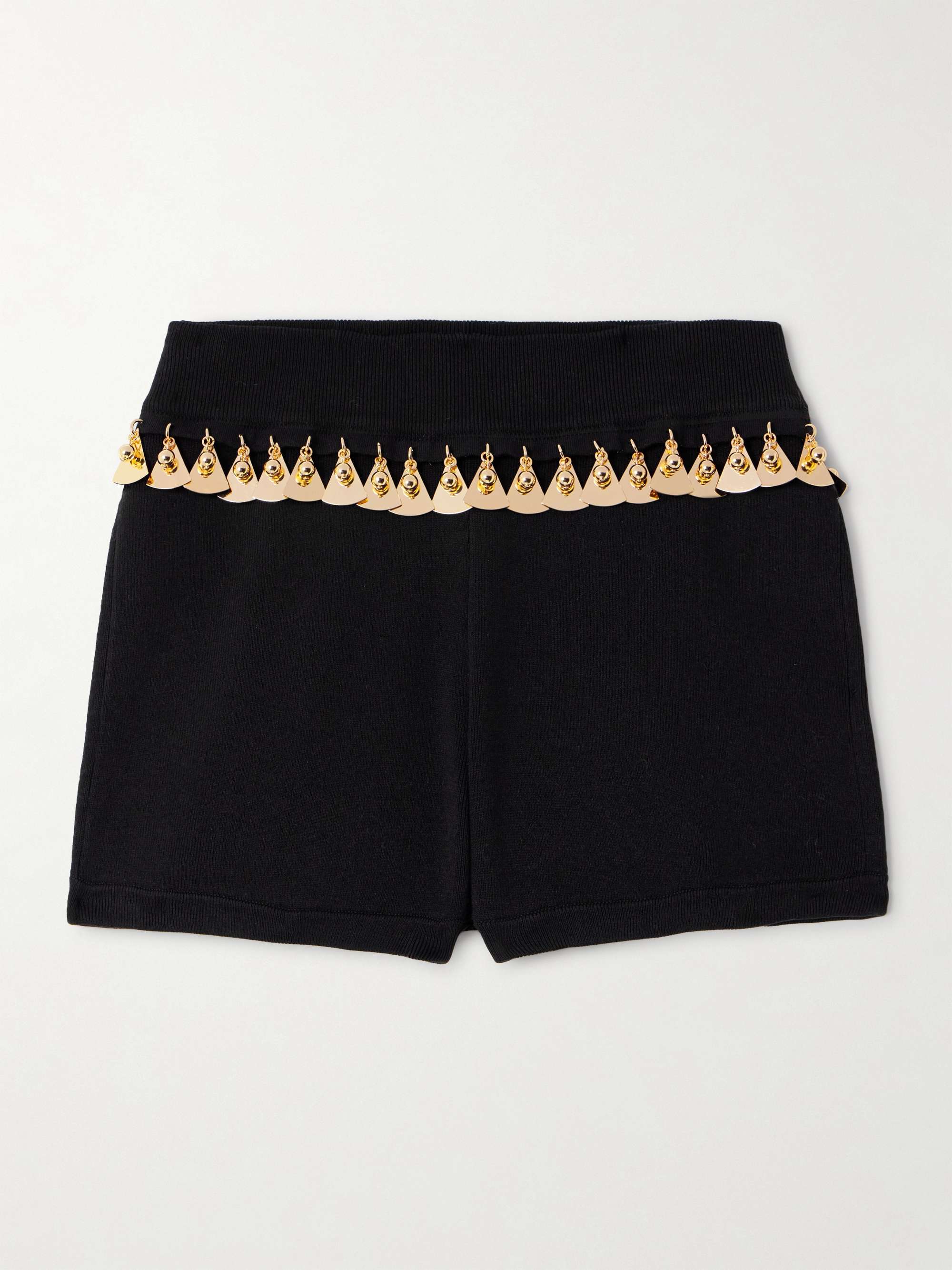 Embellished stretch silk and cotton-blend shorts view