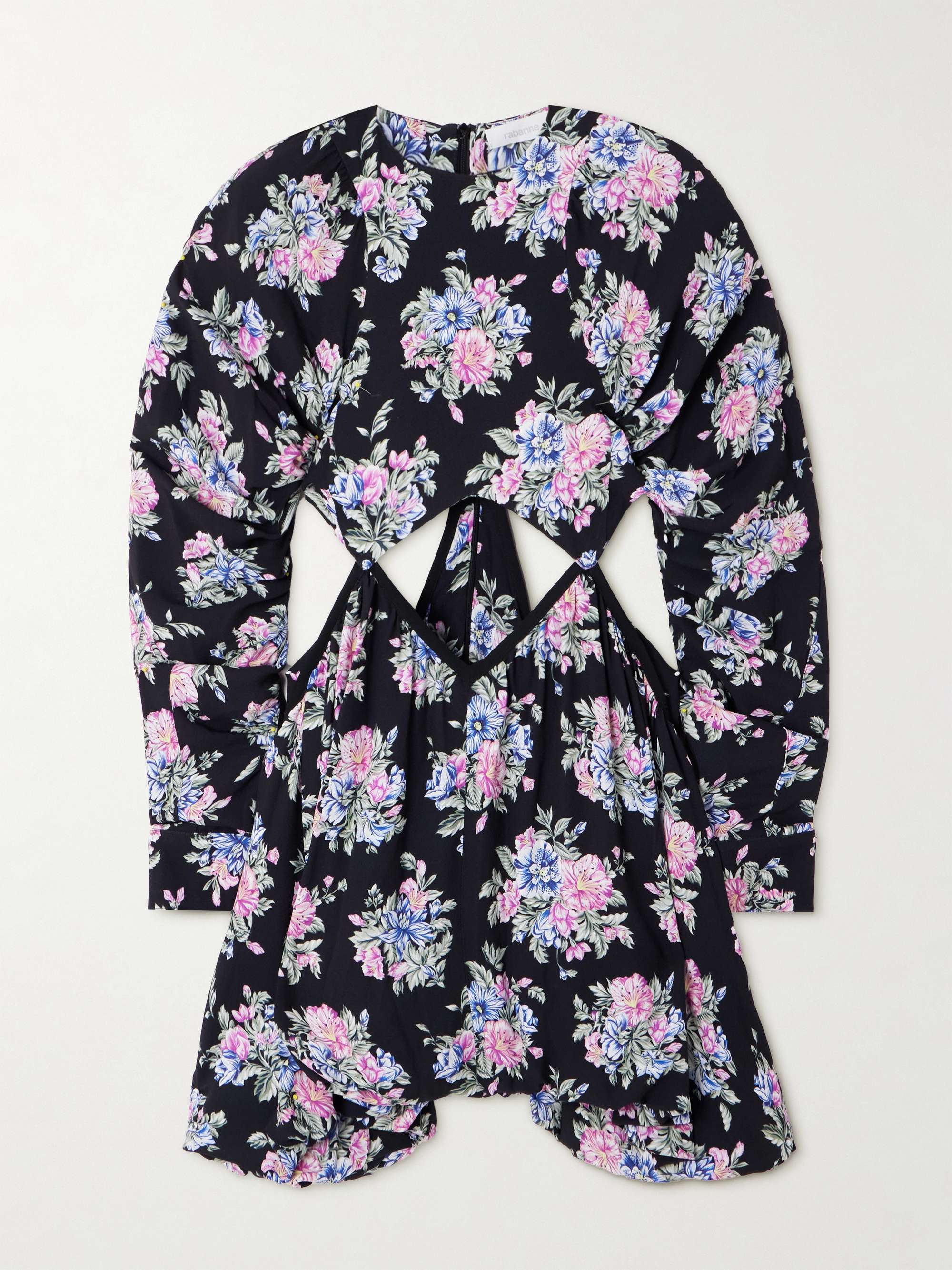 Cutout floral-print crepe mini dress view