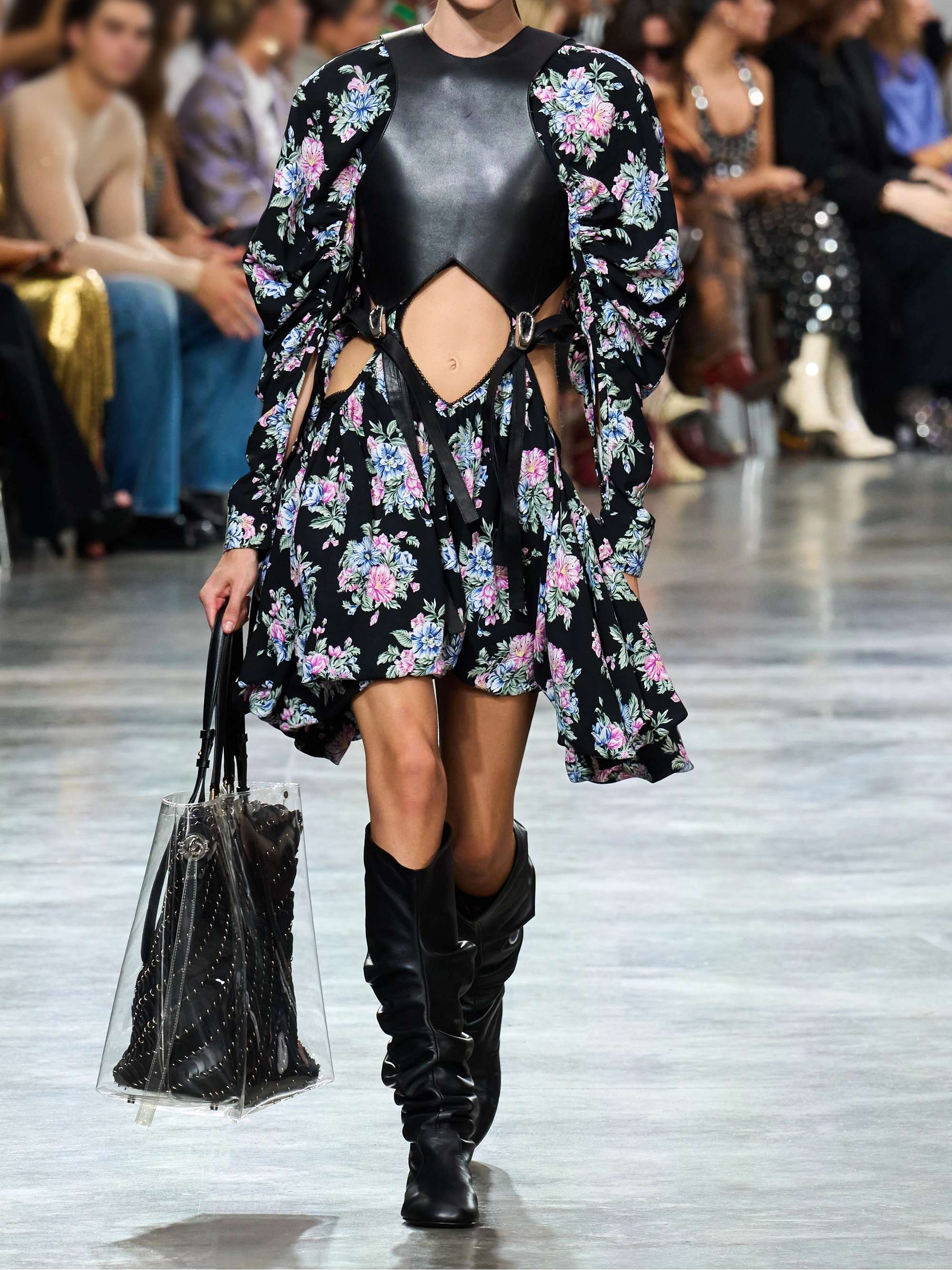 Cutout floral-print crepe mini dress view
