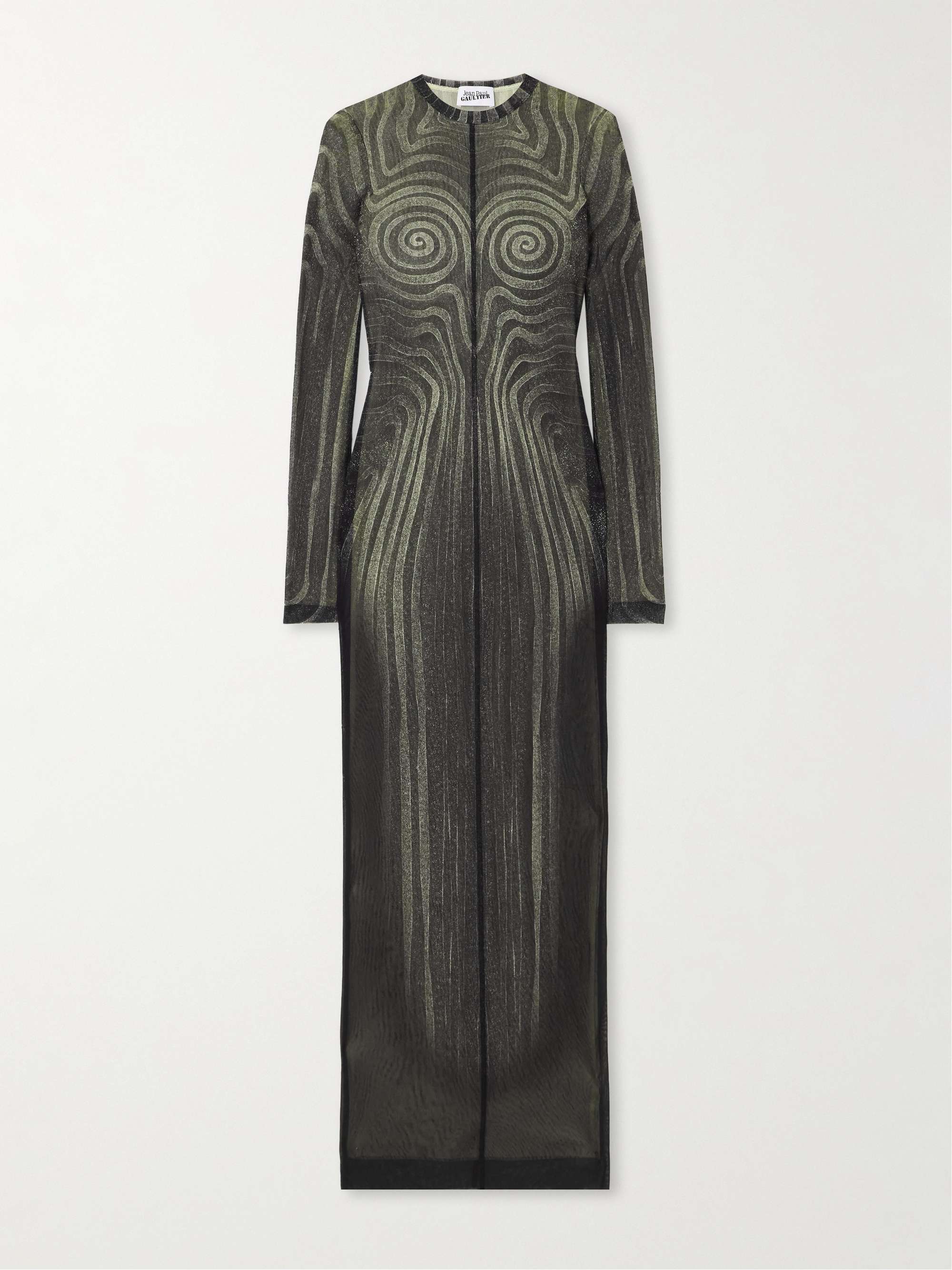 Trompe l'oeil printed mesh maxi dress view
