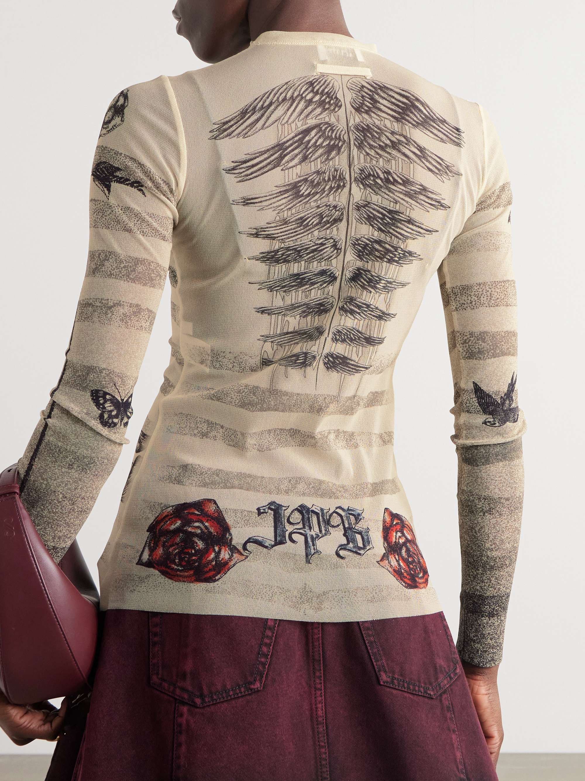 Trompe l'oeil printed stretch-mesh top view