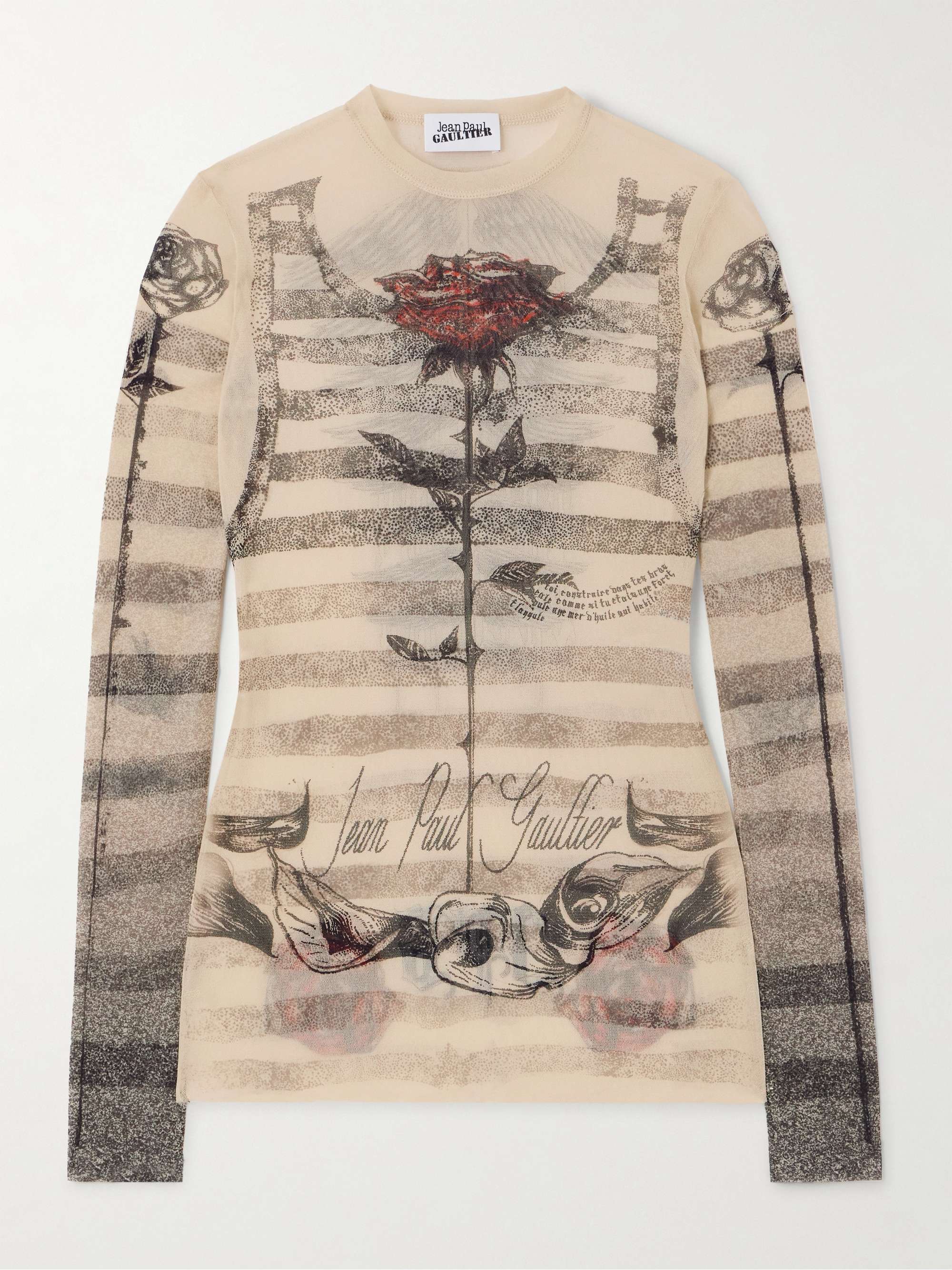 Trompe l'oeil printed stretch-mesh top view
