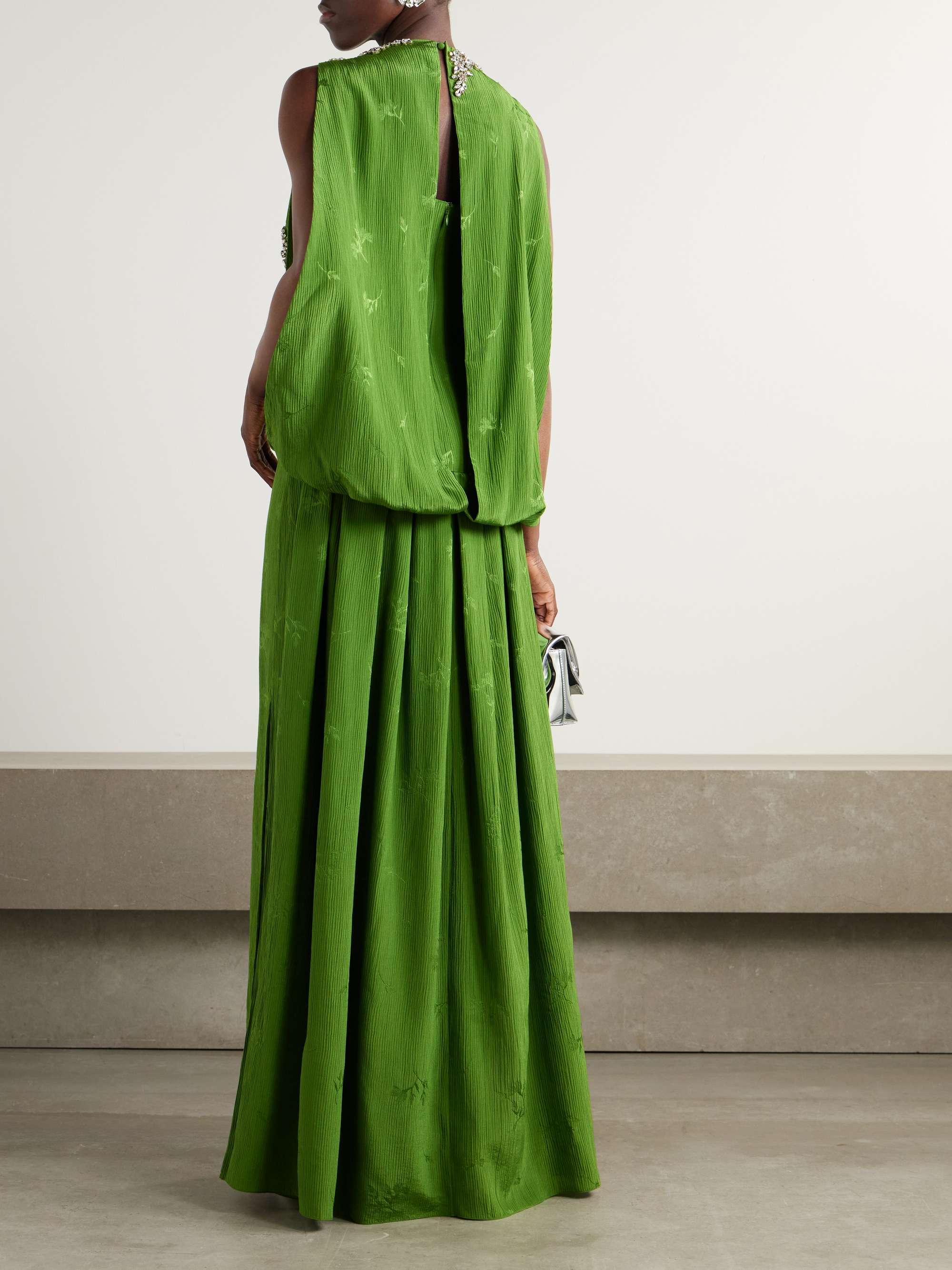 Crystal-embellished silk and cotton-blend jacquard gown view