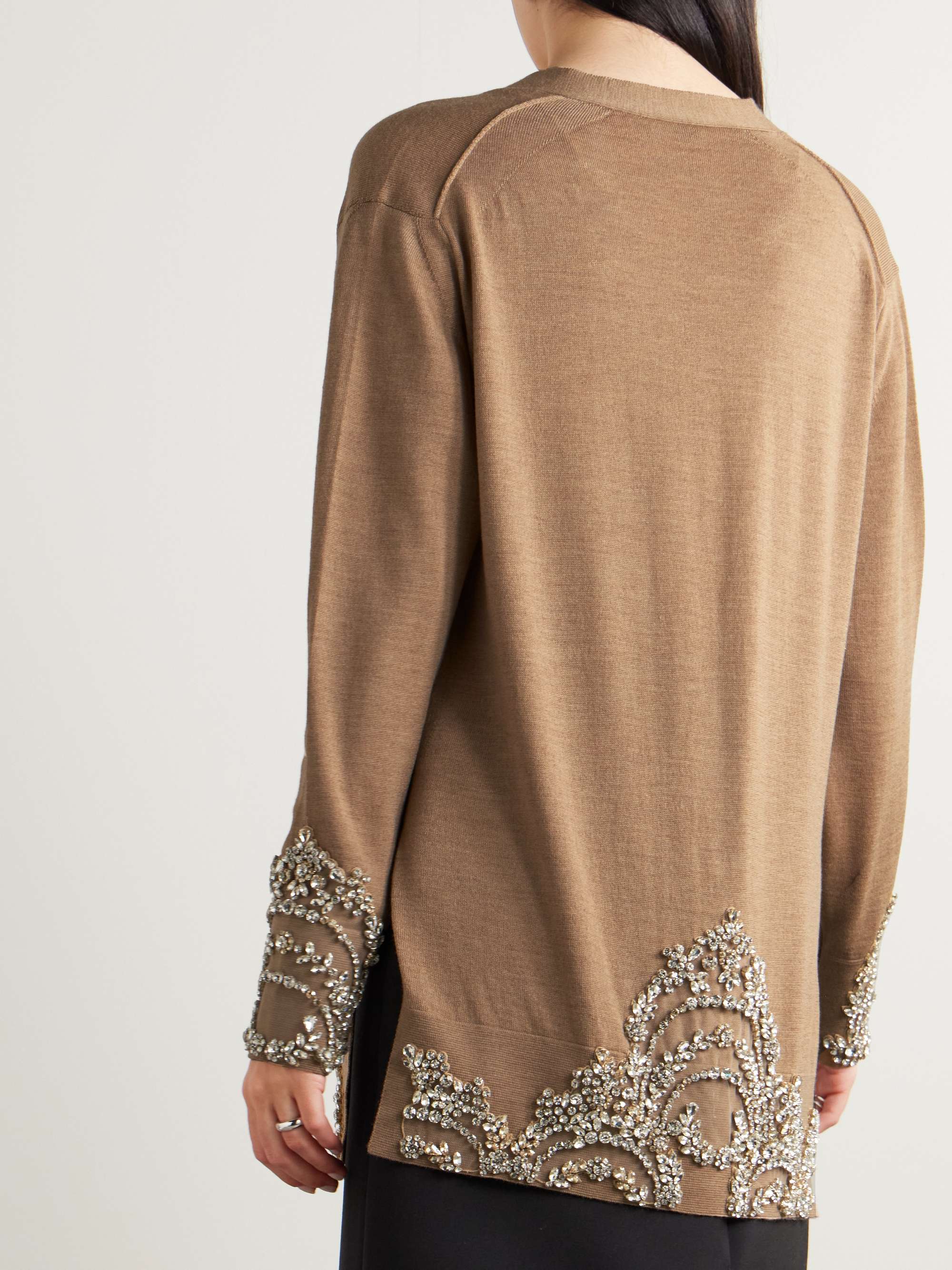 Crystal-embellished wool cardigan view