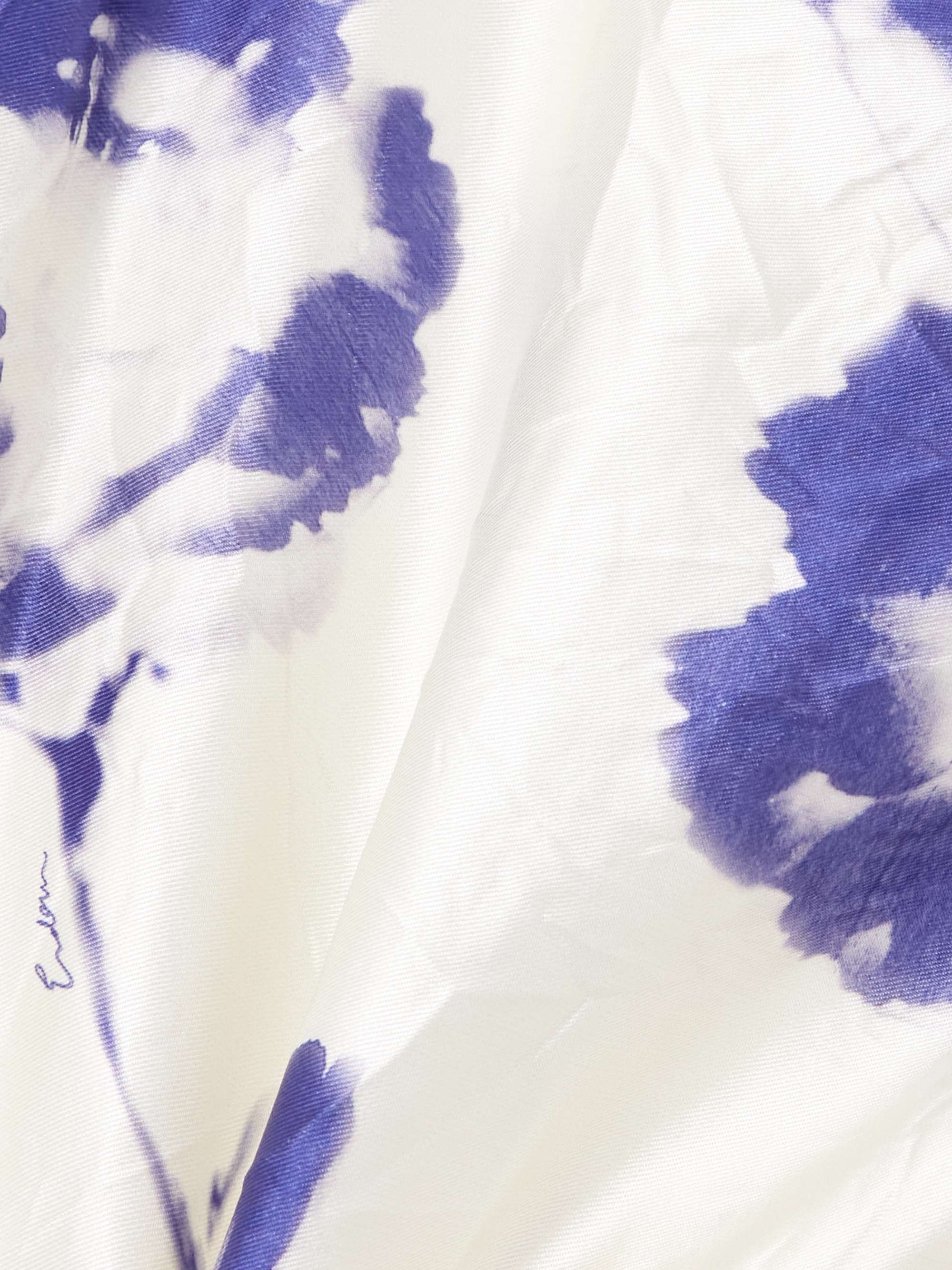 Crinkled printed satin-twill midi skirt view