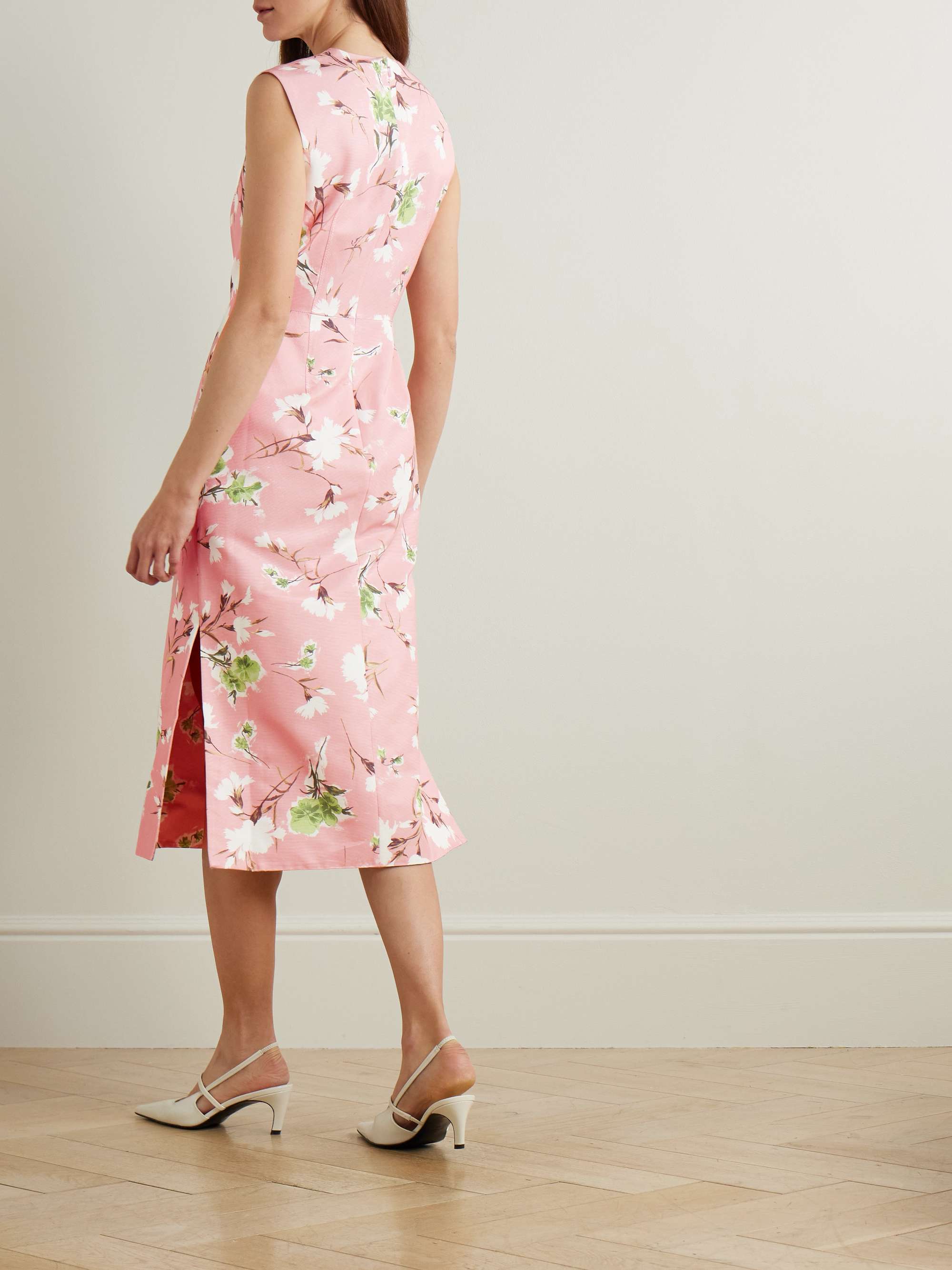 Floral-print cotton-blend faille midi dress view