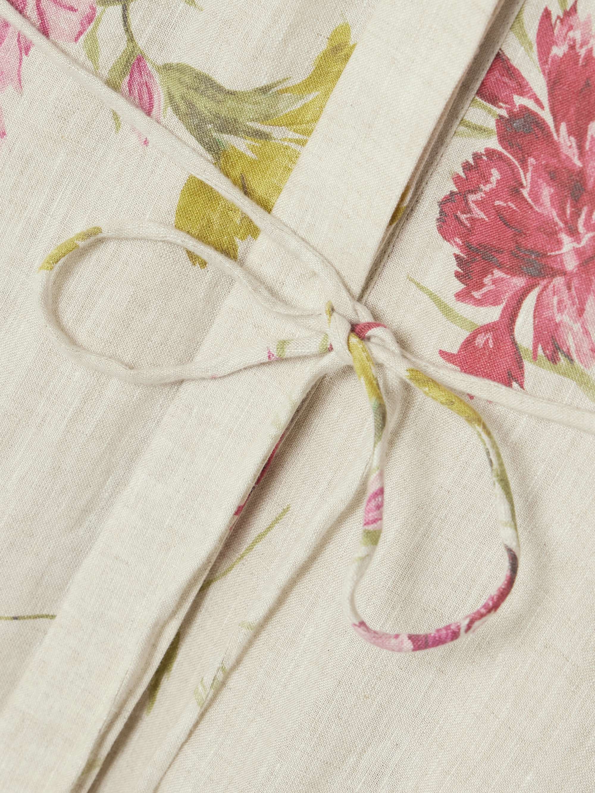 Belted floral-print linen midi shirt dress view