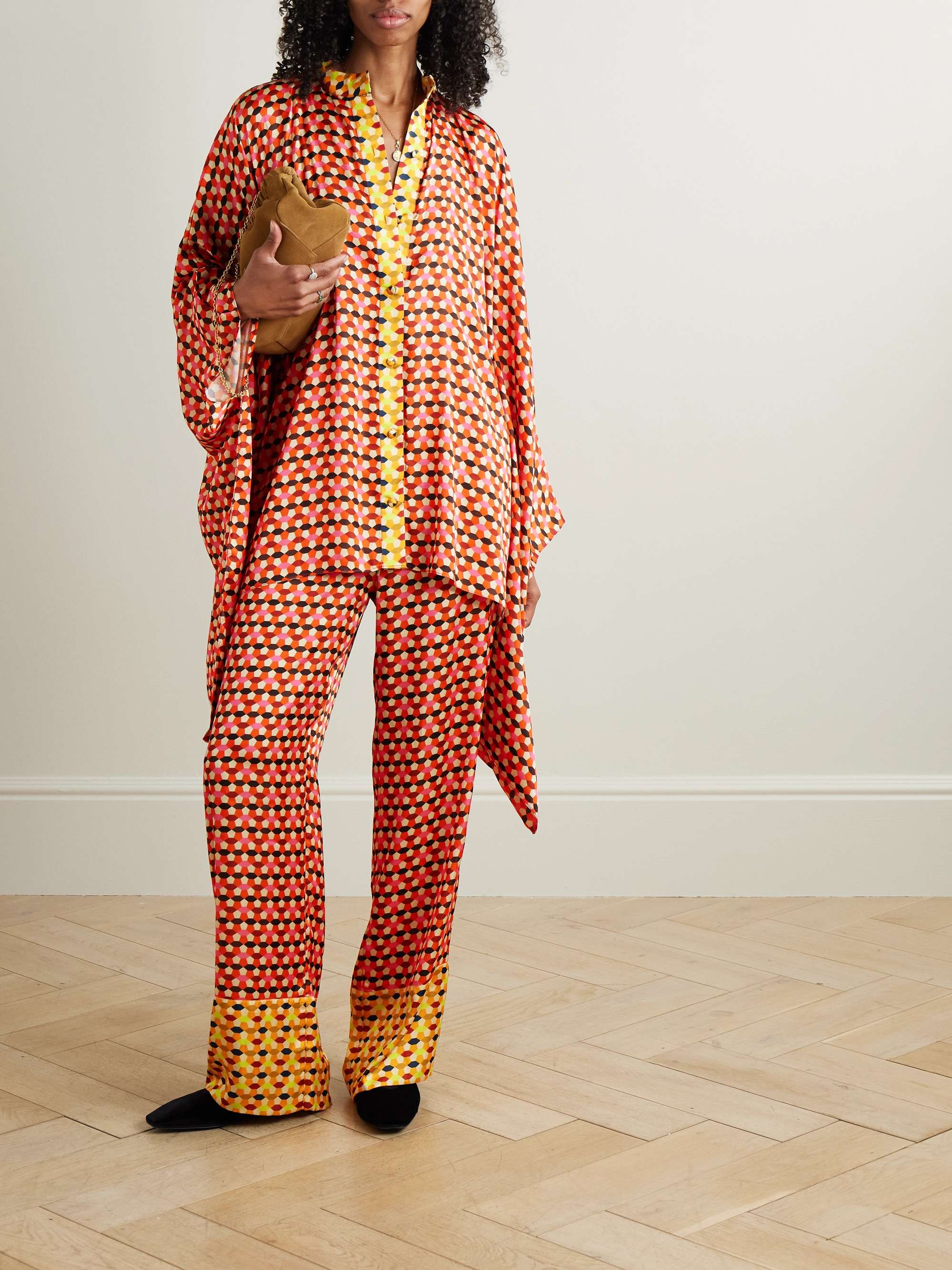 Printed satin blouse view