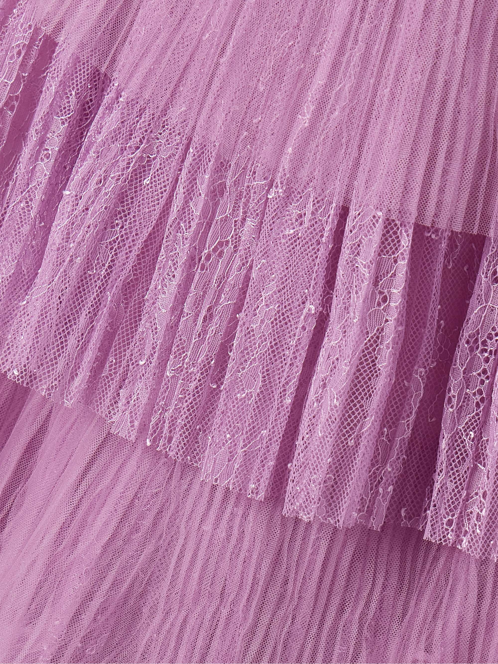 Trissa strapless tiered plissé-tulle and Chantilly lace gown view