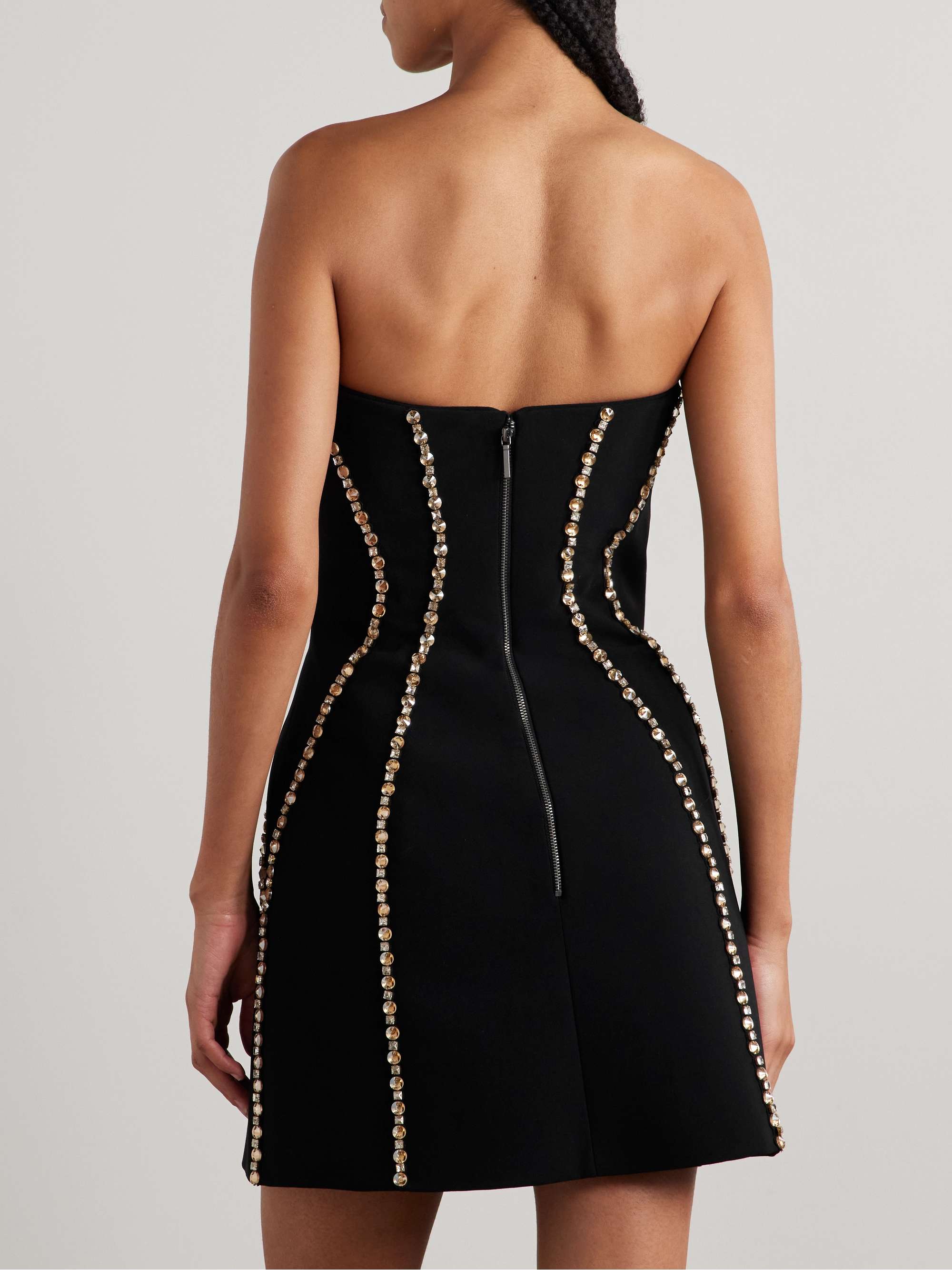 Lovebug strapless crystal-embellished crepe mini dress view