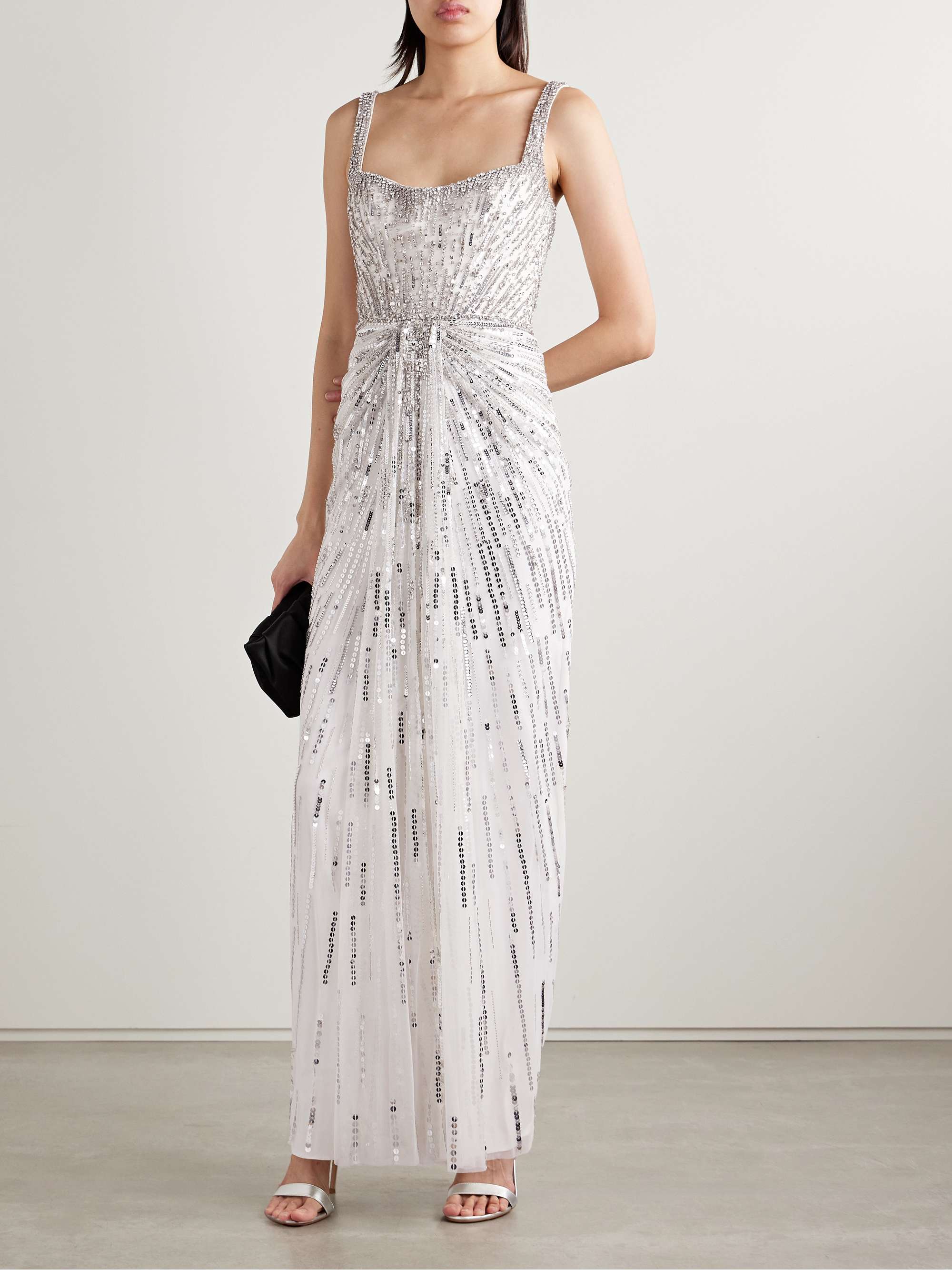Chrissy draped embellished tulle gown view