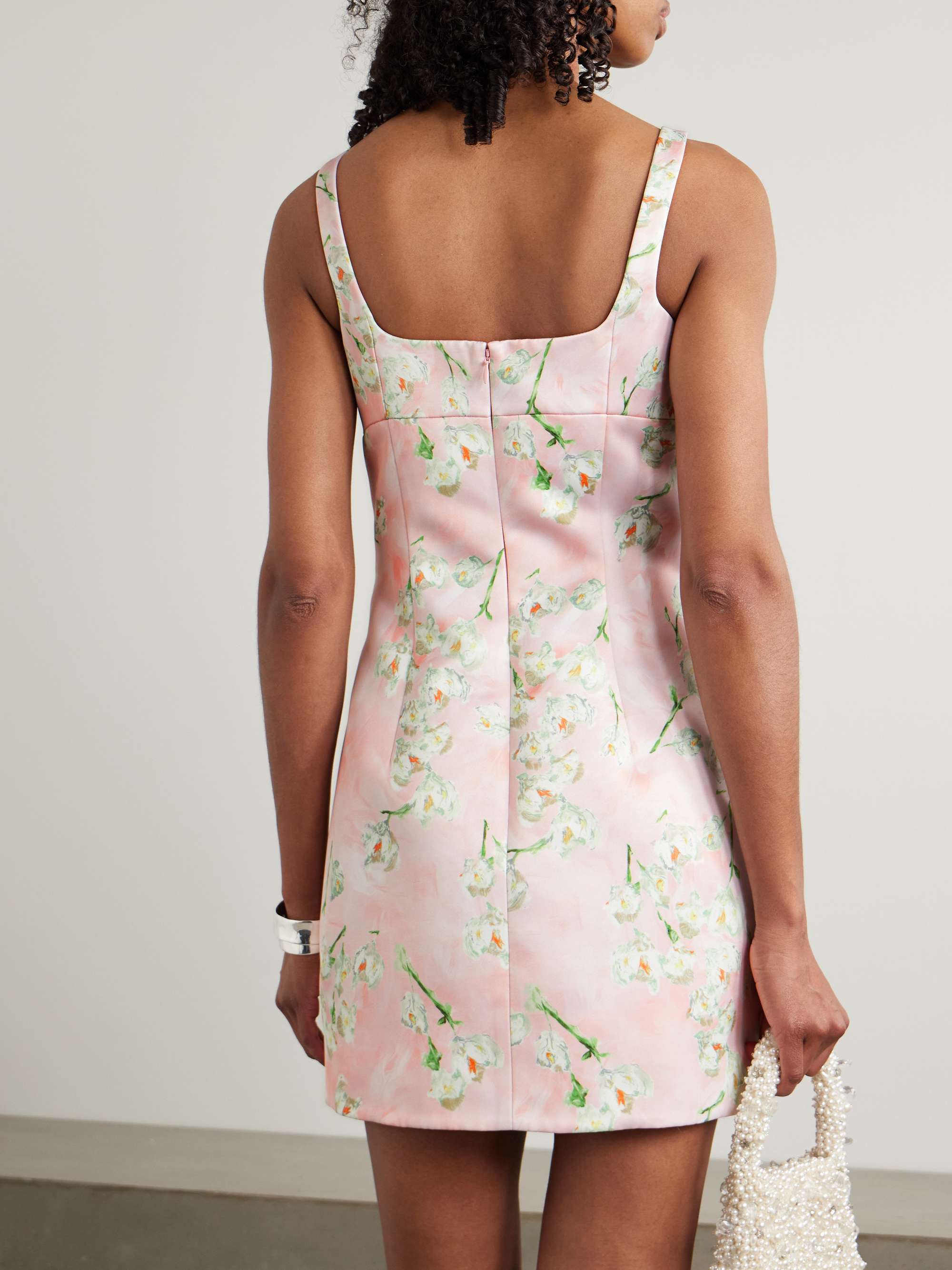 Levisa pleated floral-print satin mini dress view