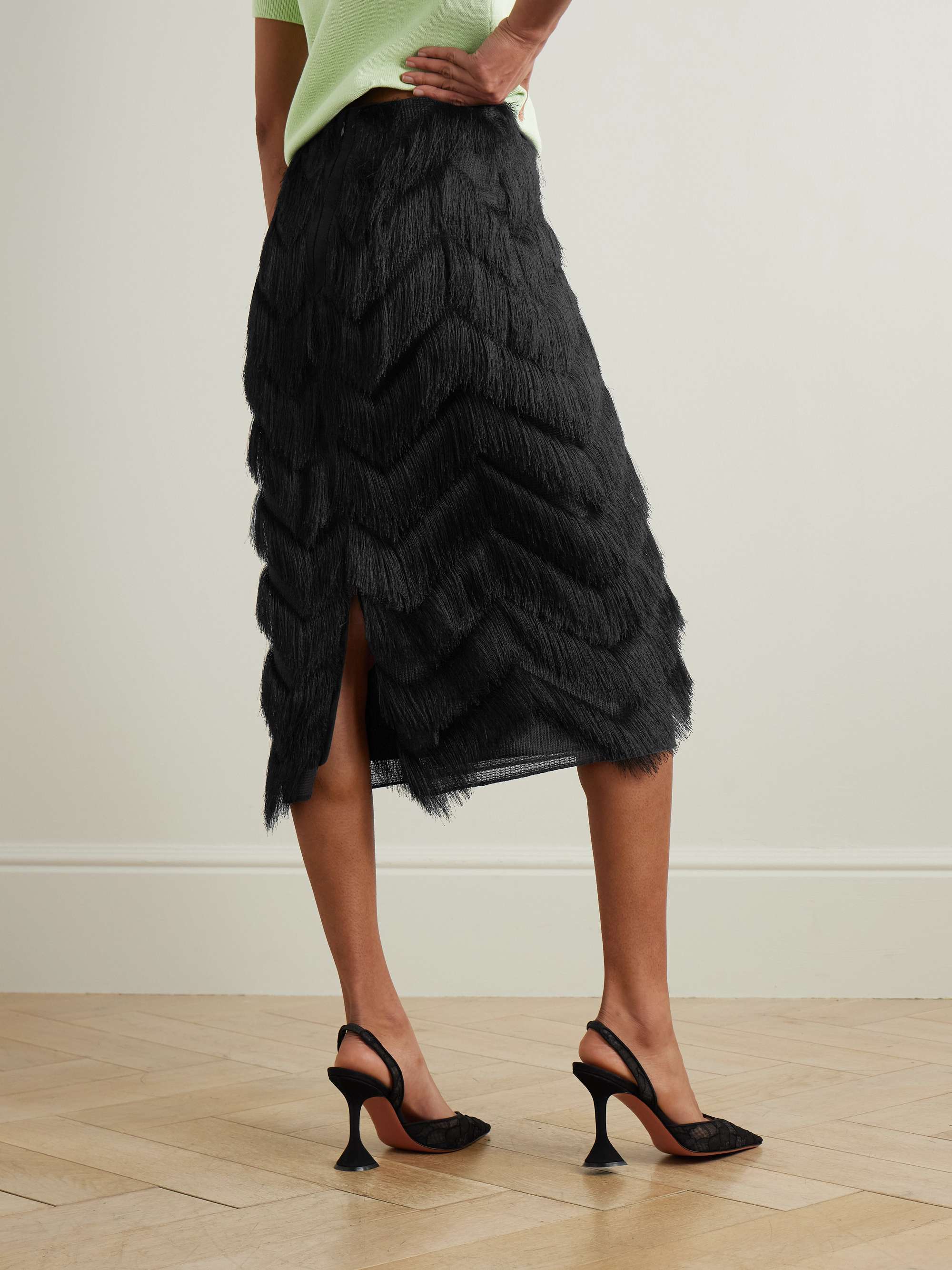 Lorelei fringed mesh midi skirt view