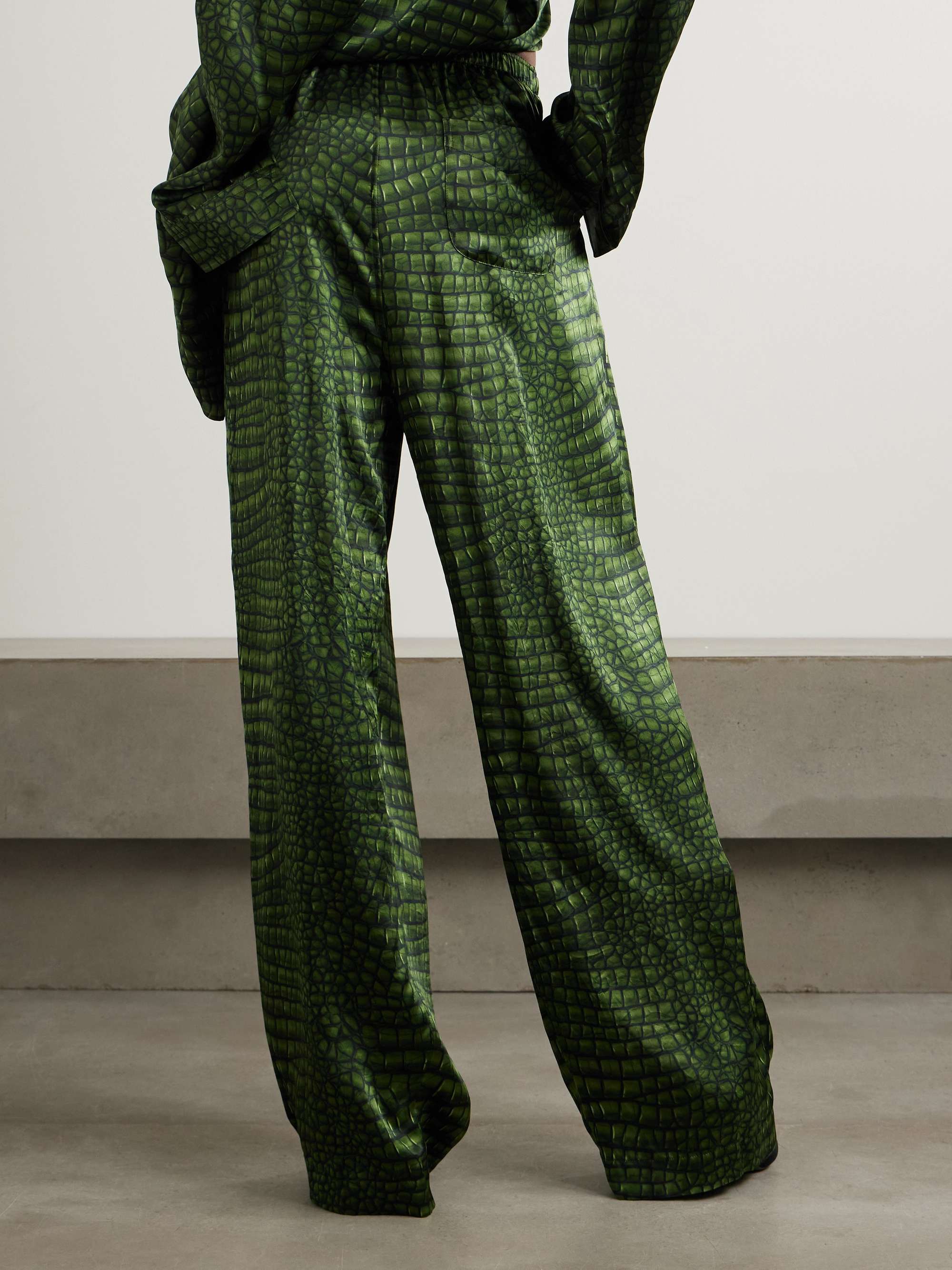 Printed silk straight-leg pants view