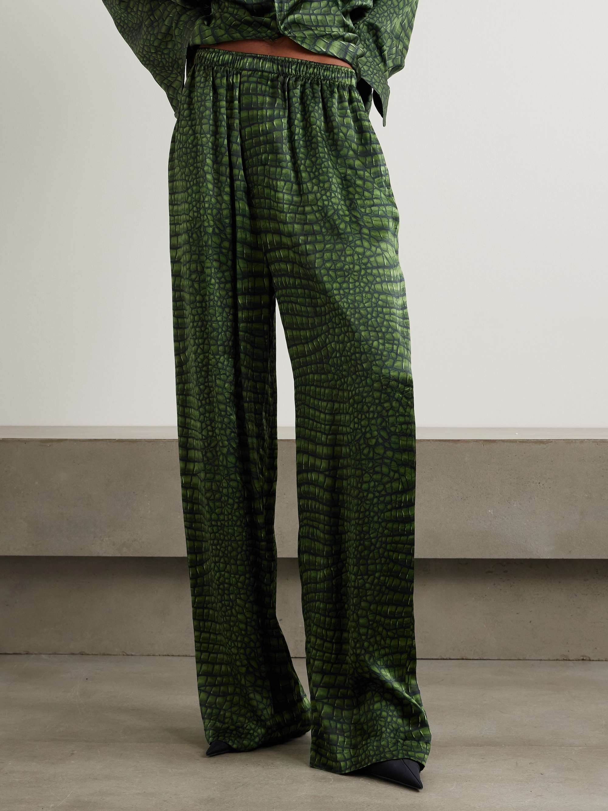 Printed silk straight-leg pants view