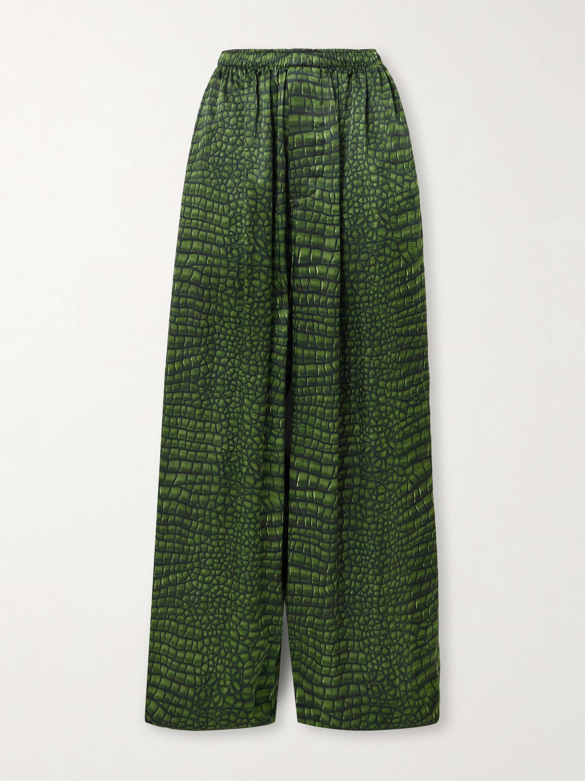 Printed silk straight-leg pants view