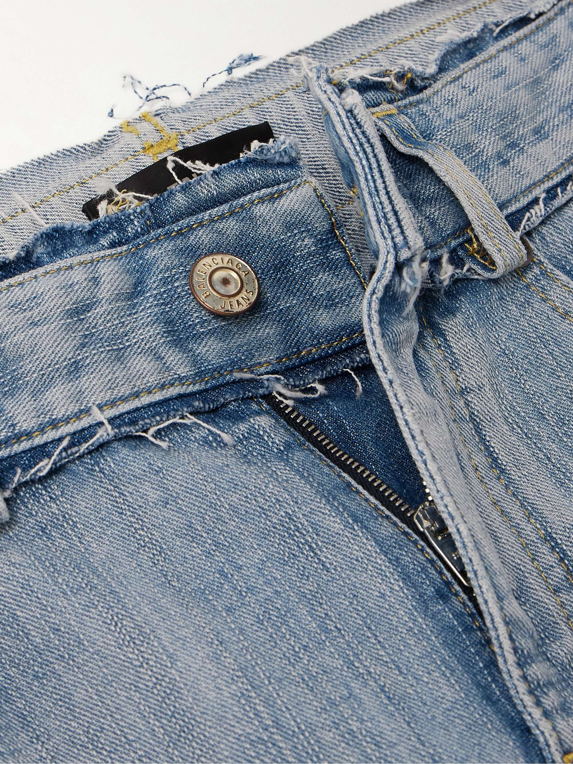 Frayed low-rise straight-leg jeans view