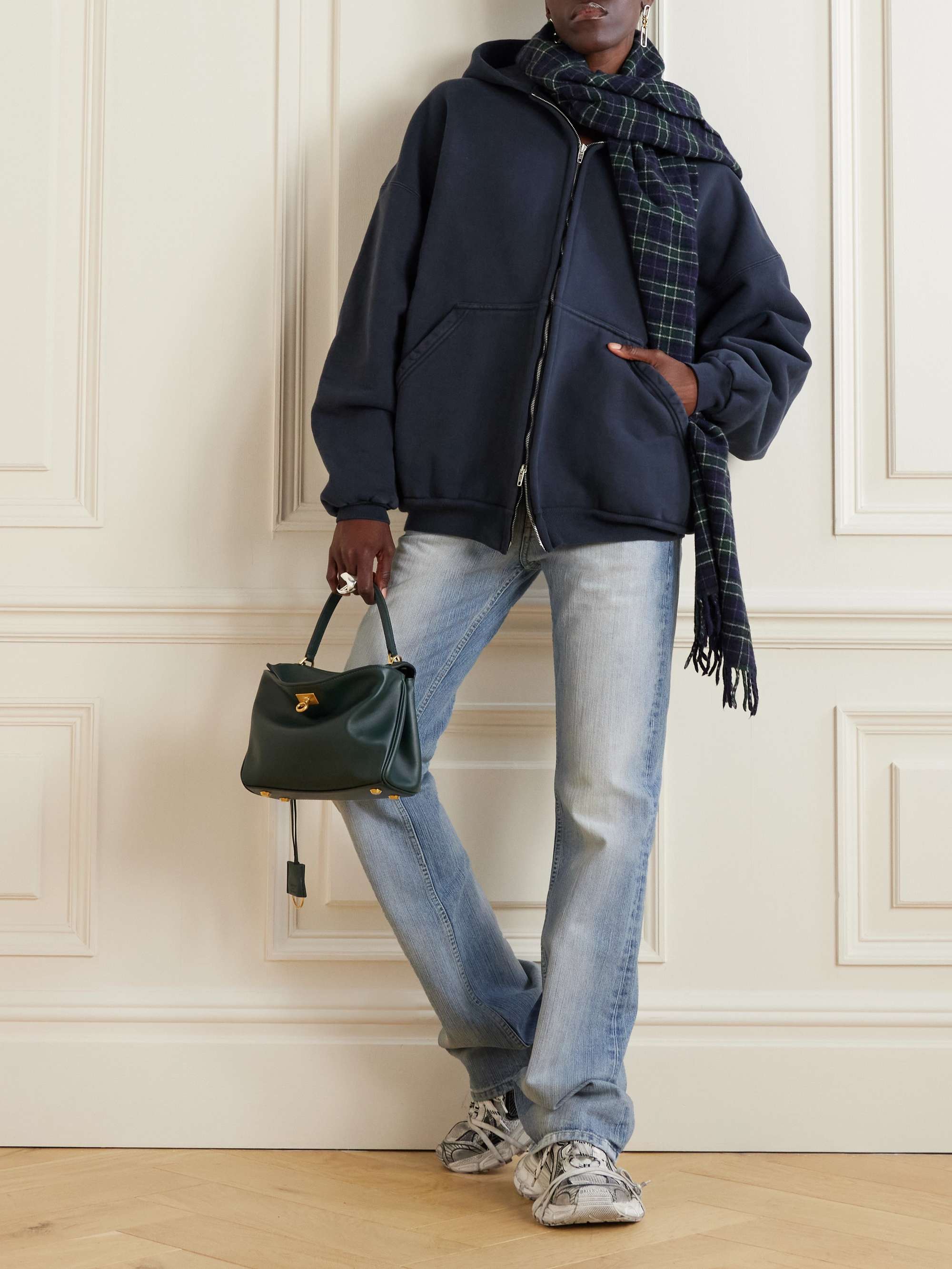 Frayed low-rise straight-leg jeans view