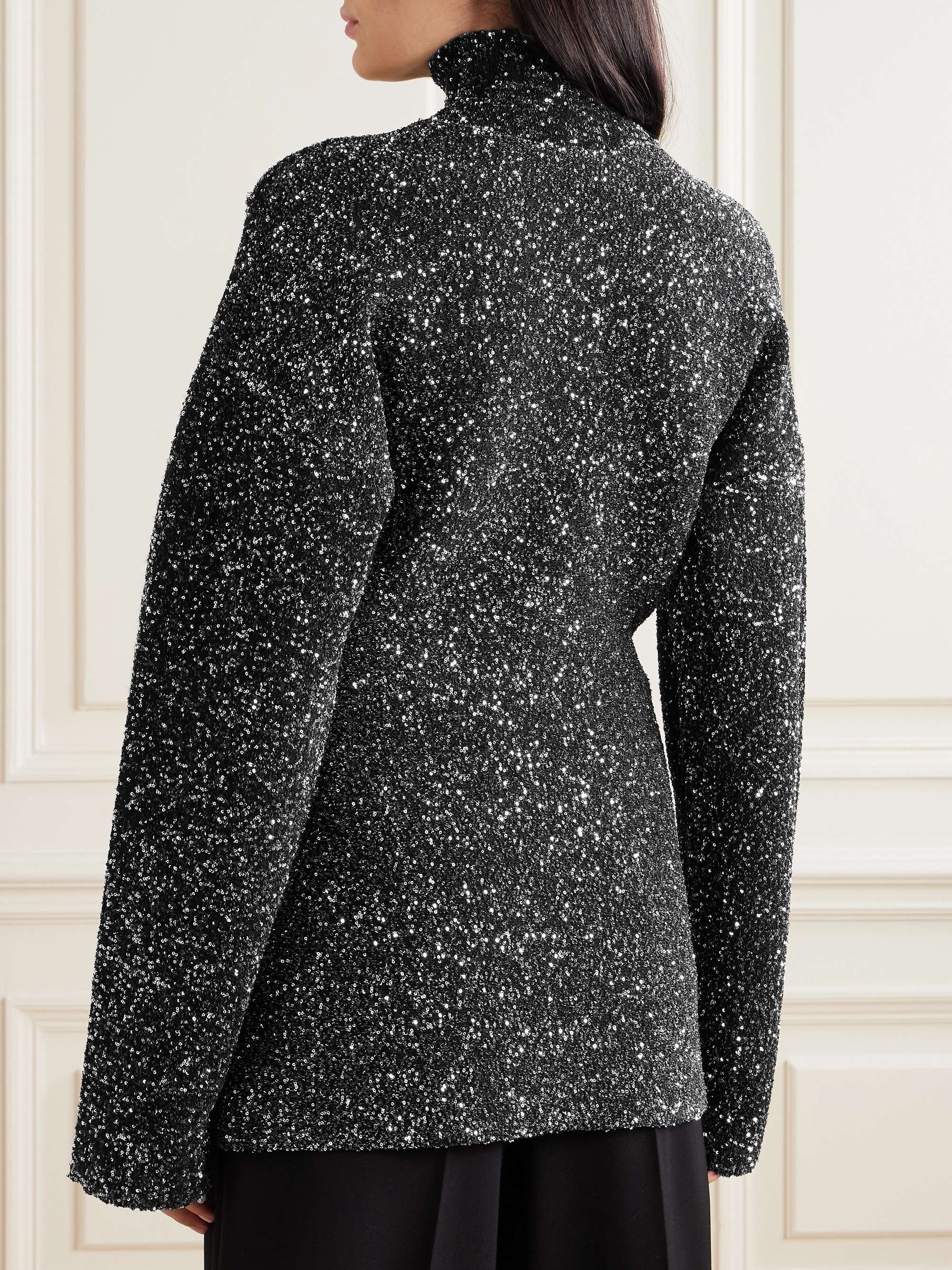 Sequined knitted turtleneck sweater view
