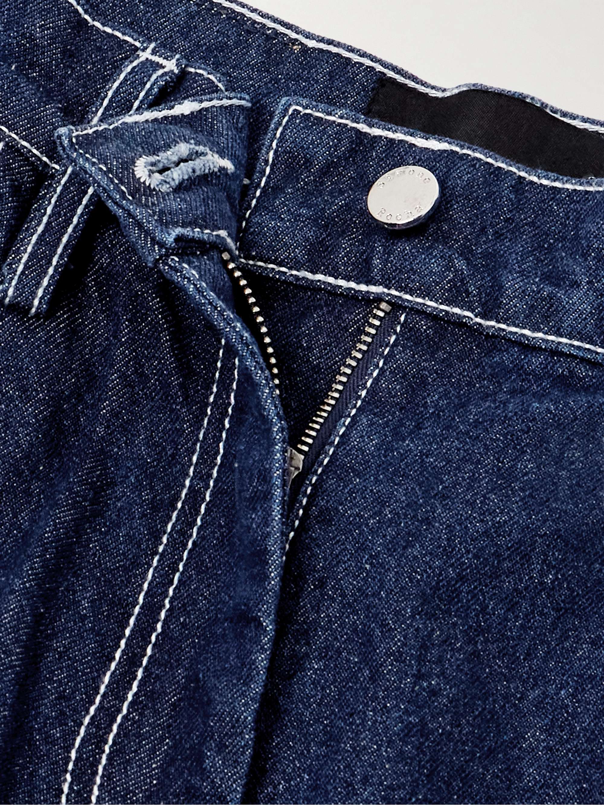 Crystal-embellished mid-rise wide-leg jeans view