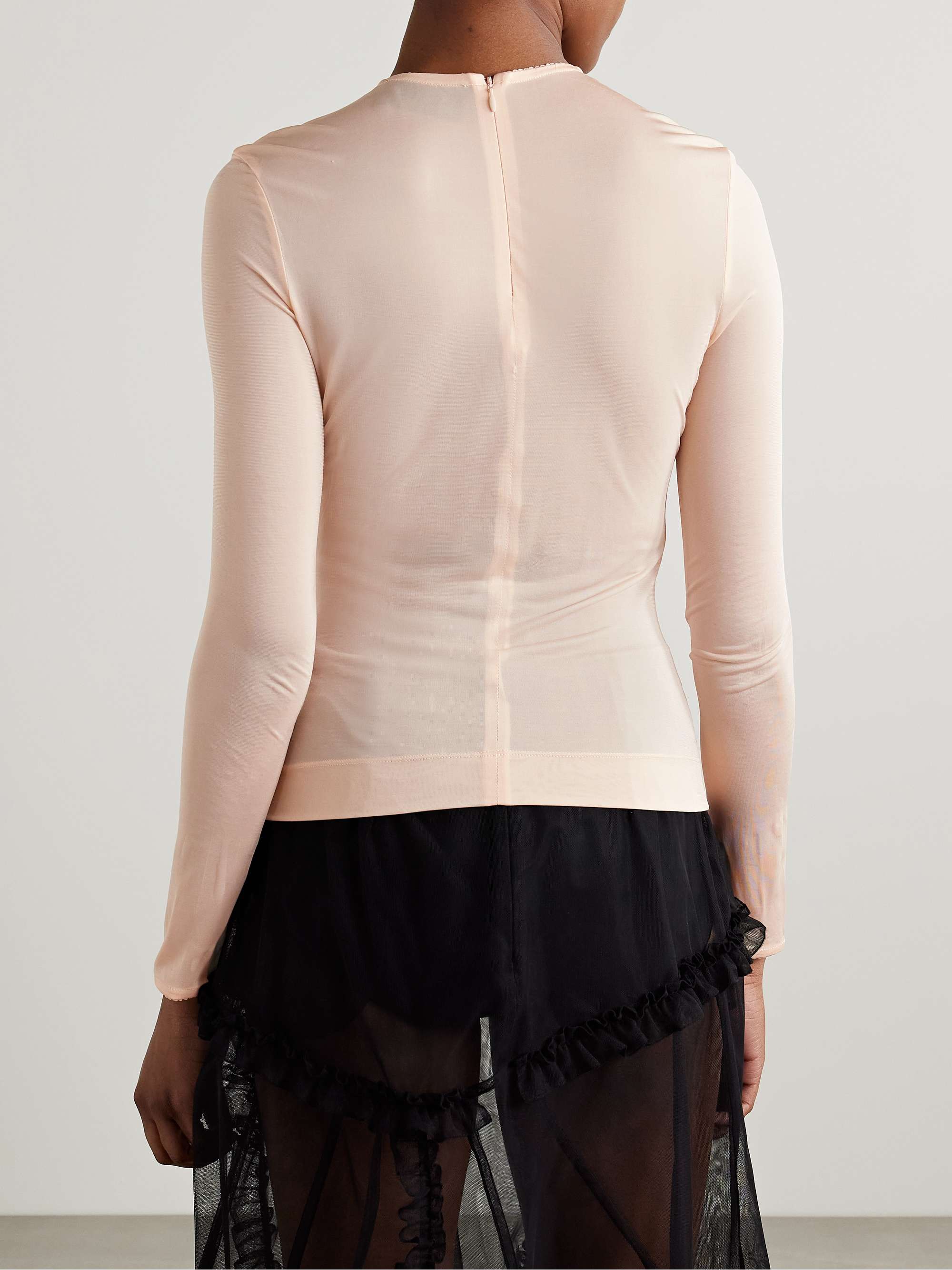 Crystal-embellished stretch-jersey top view