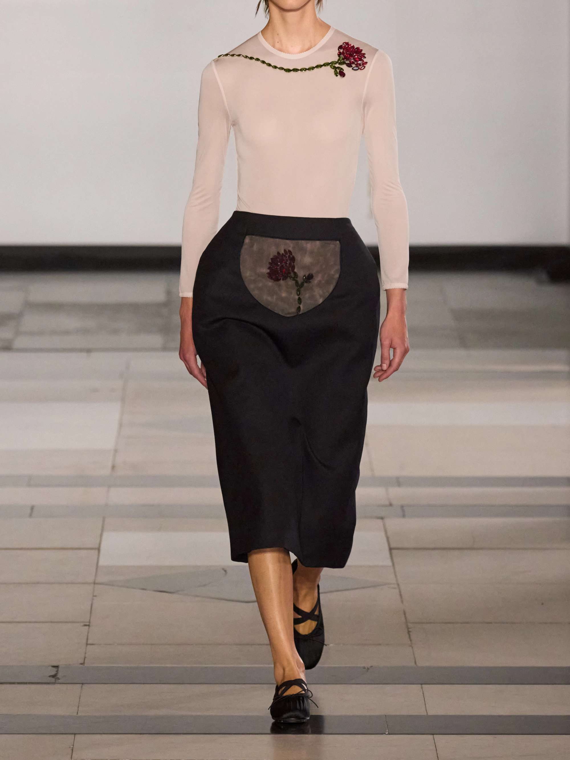 Crystal-embellished stretch-jersey top view