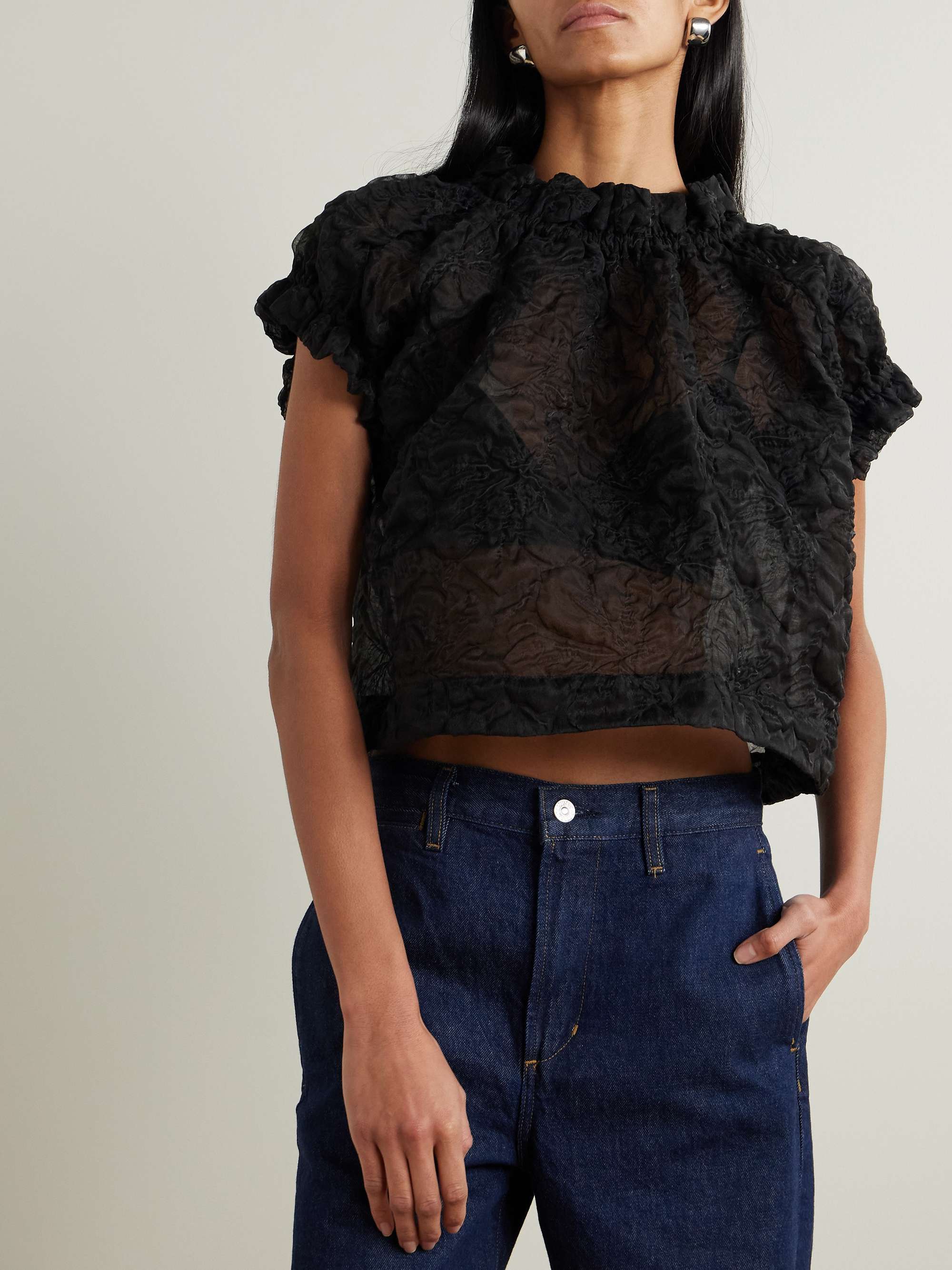 Ruffled cloqué blouse view