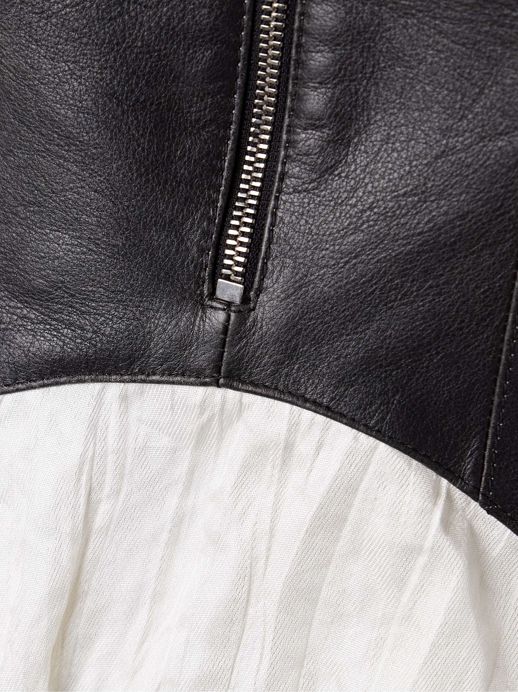 Athena paneled leather and crinkled silk-blend twill midi dress view