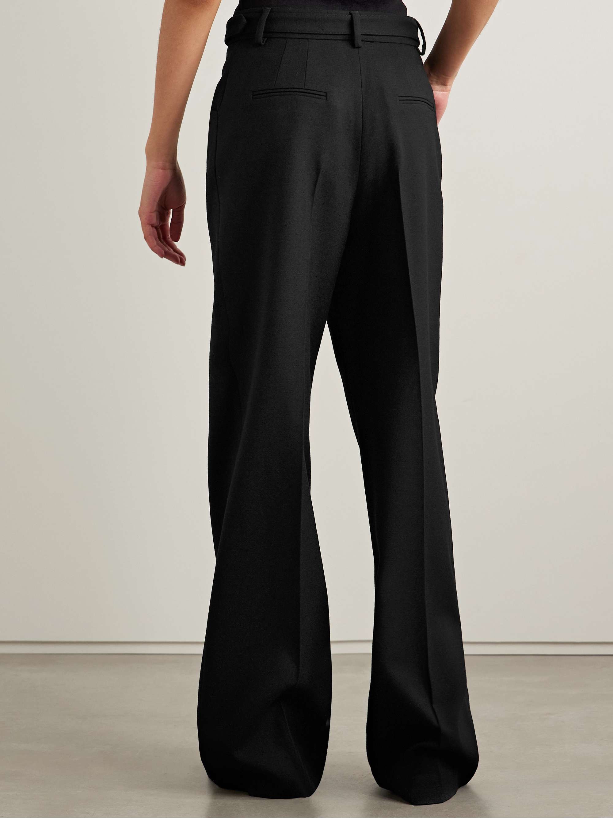 Norman belted wool straight-leg pants view