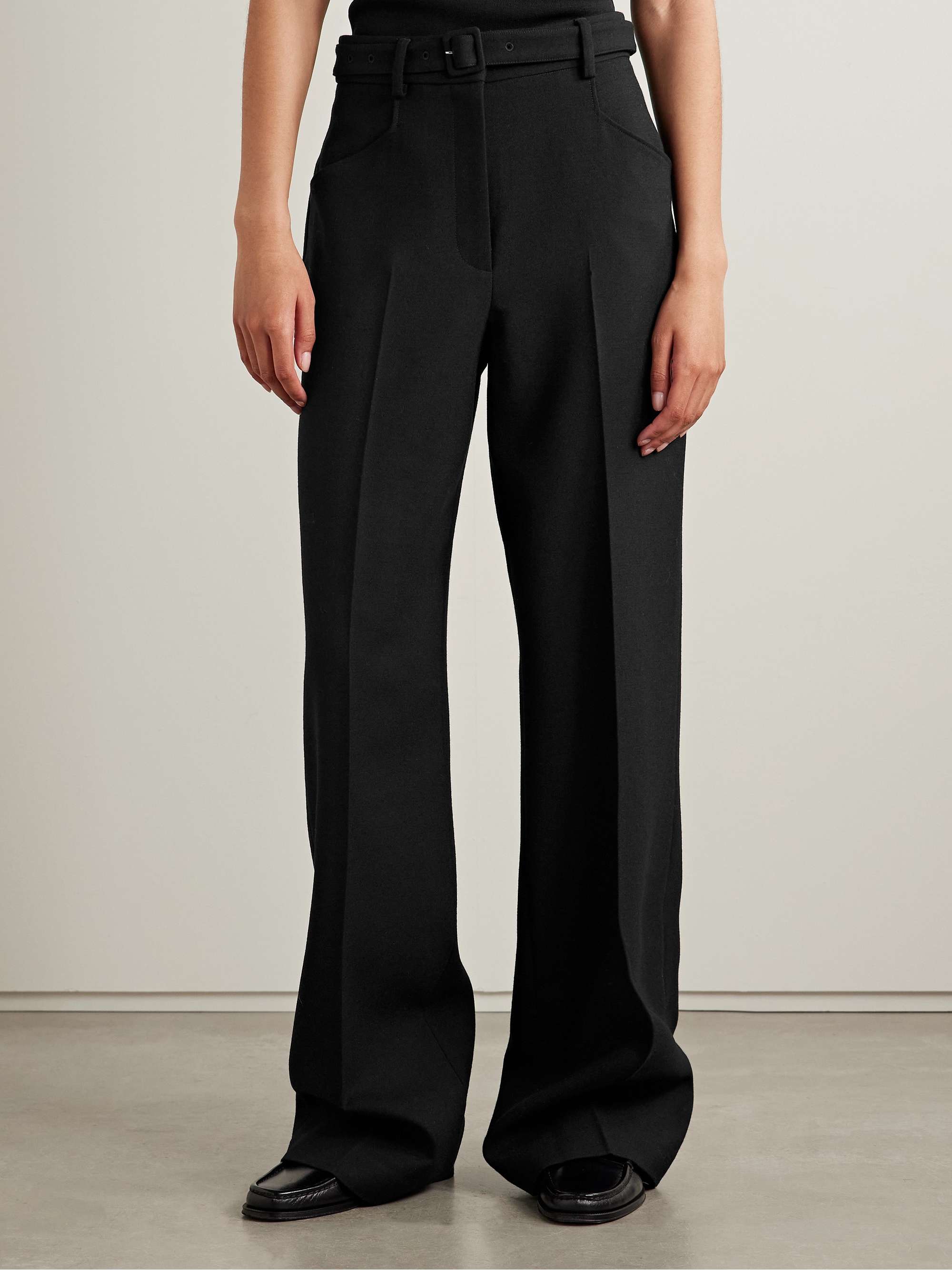 Norman belted wool straight-leg pants view
