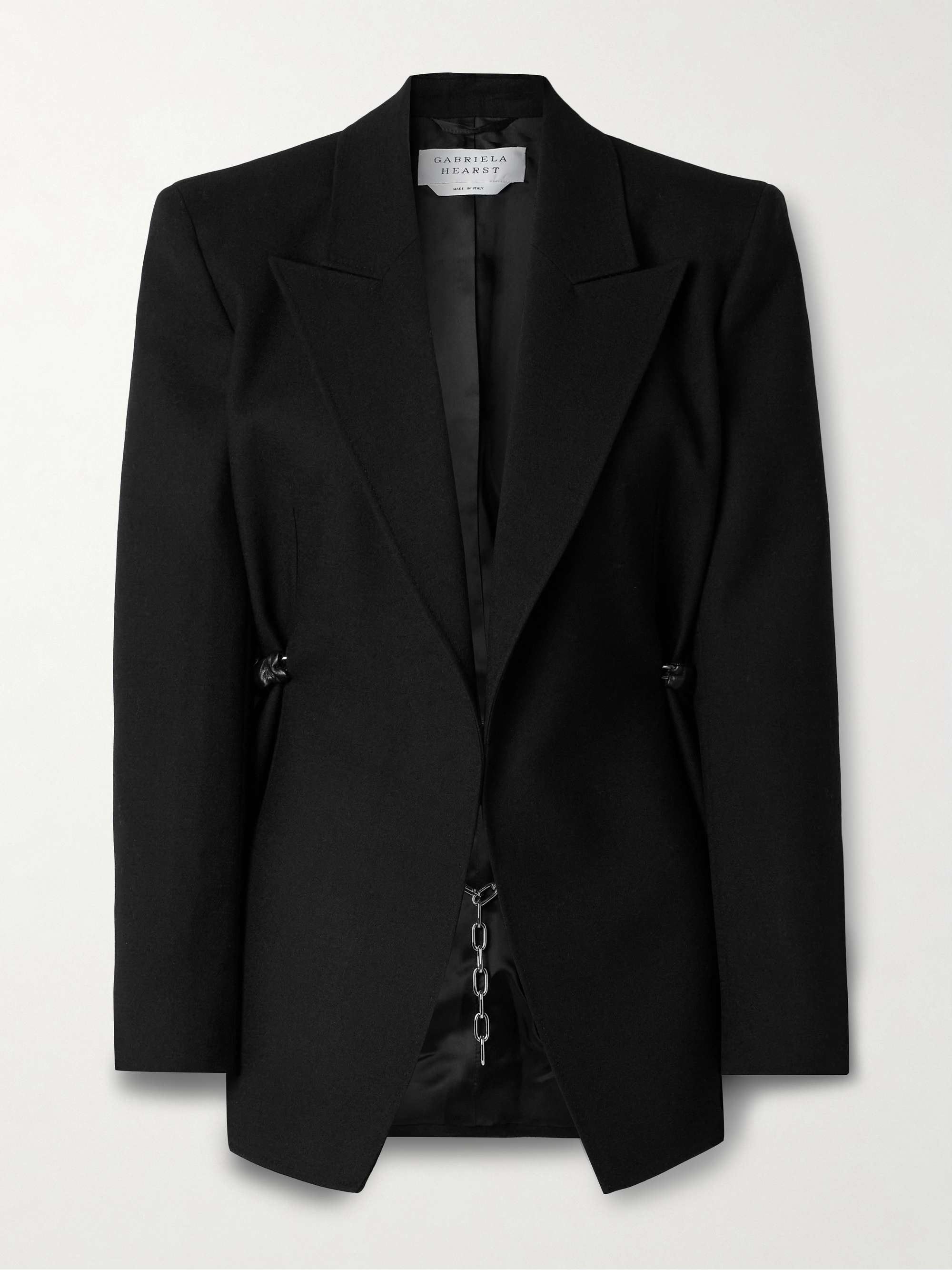 Epona embellished leather-trimmed wool blazer view