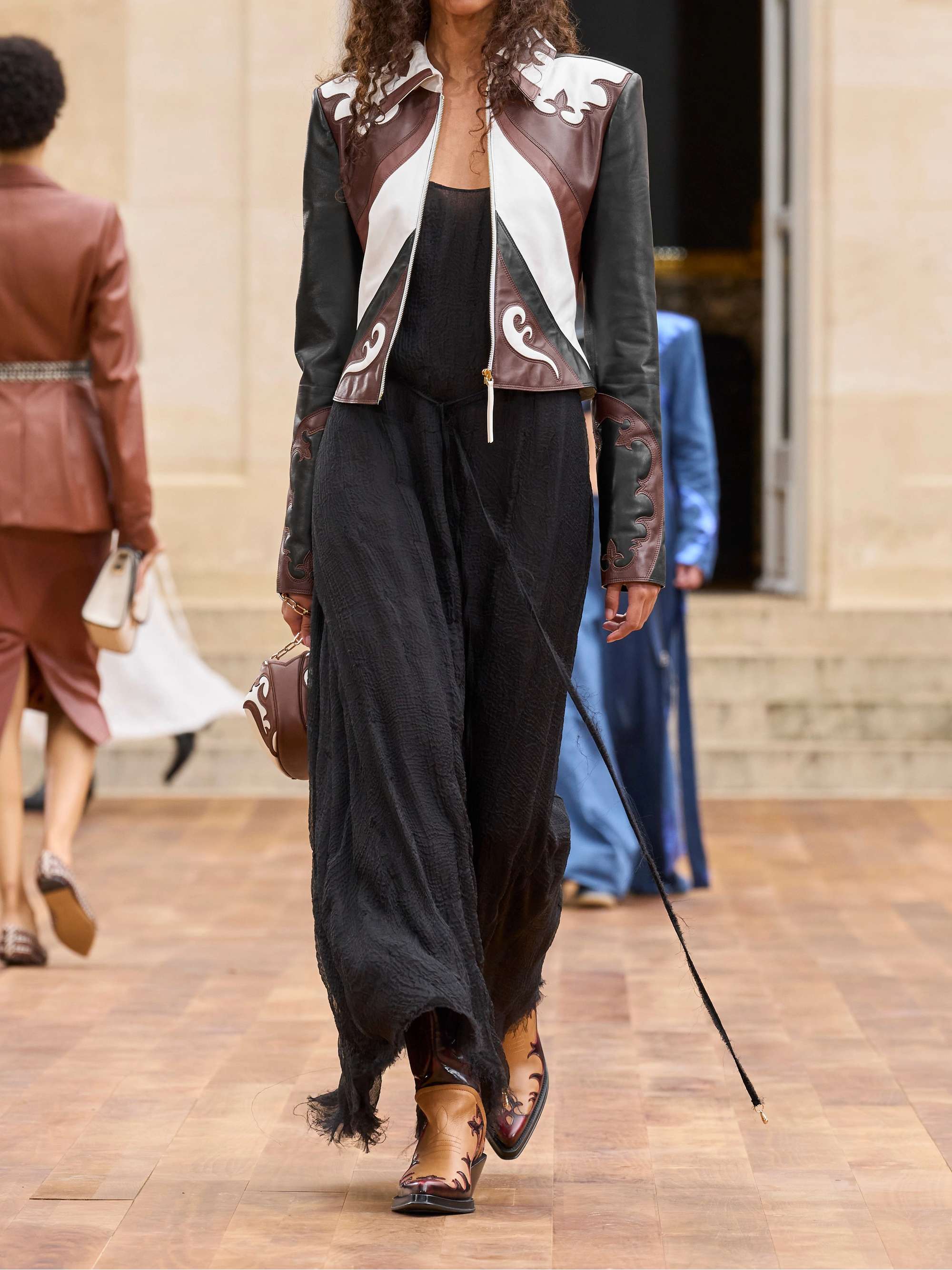 Albie paneled leather jacket view